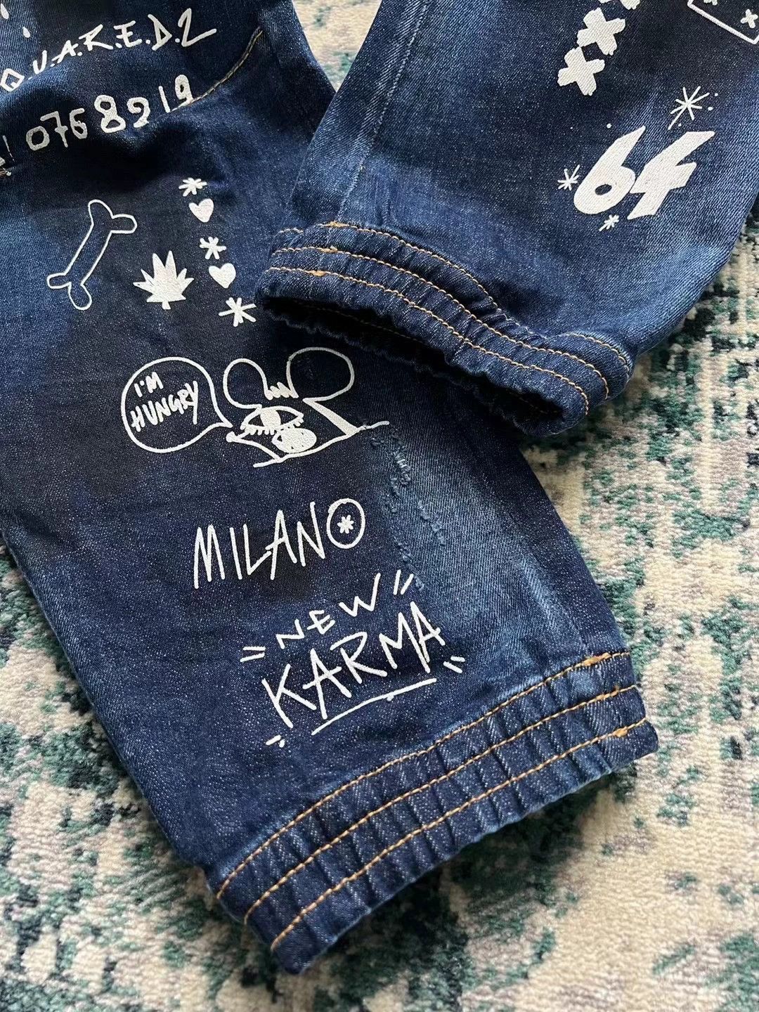 Dsquared2 Blue Graffiti Print Denim Jeans Size 28 Size US 28 / EU 44 - 4 Thumbnail