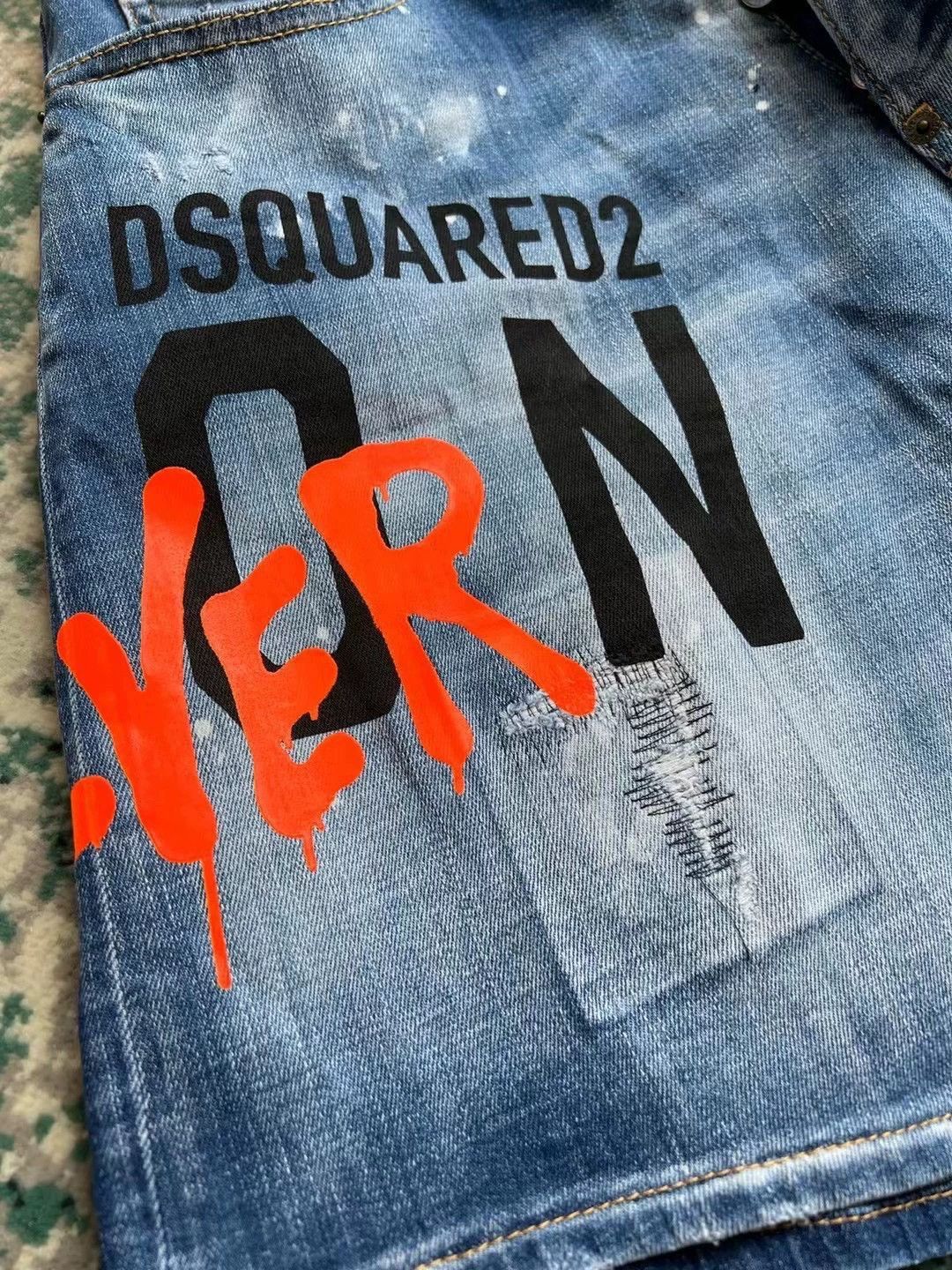 Dsquared2 Blue Denim Shorts with Distressed & Graphic Design Size US 28 / EU 44 - 4 Thumbnail