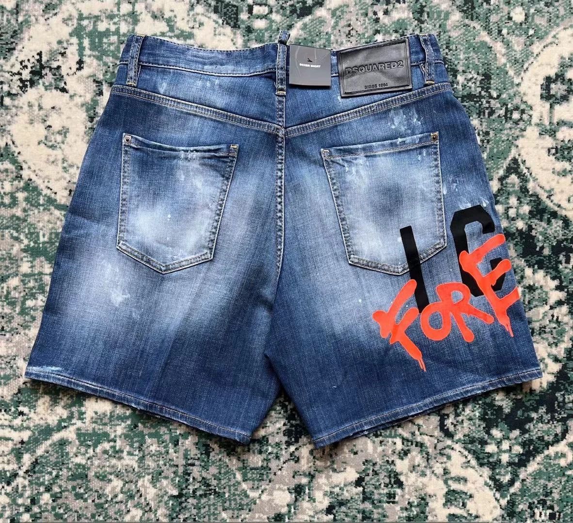 Dsquared2 Blue Denim Shorts with Distressed & Graphic Design Size US 28 / EU 44 - 2 Thumbnail