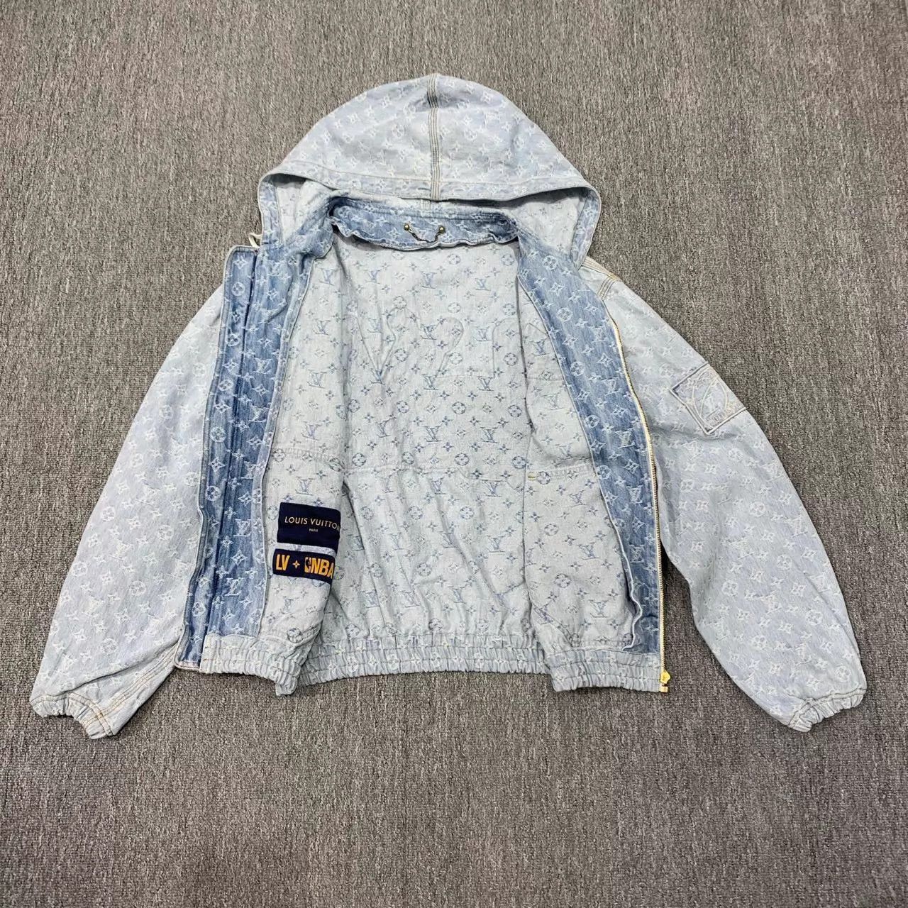 Louis Vuitton Blue Patterned Zip-Up Hooded Jacket Size US M / EU 48-50 / 2 - 8 Thumbnail