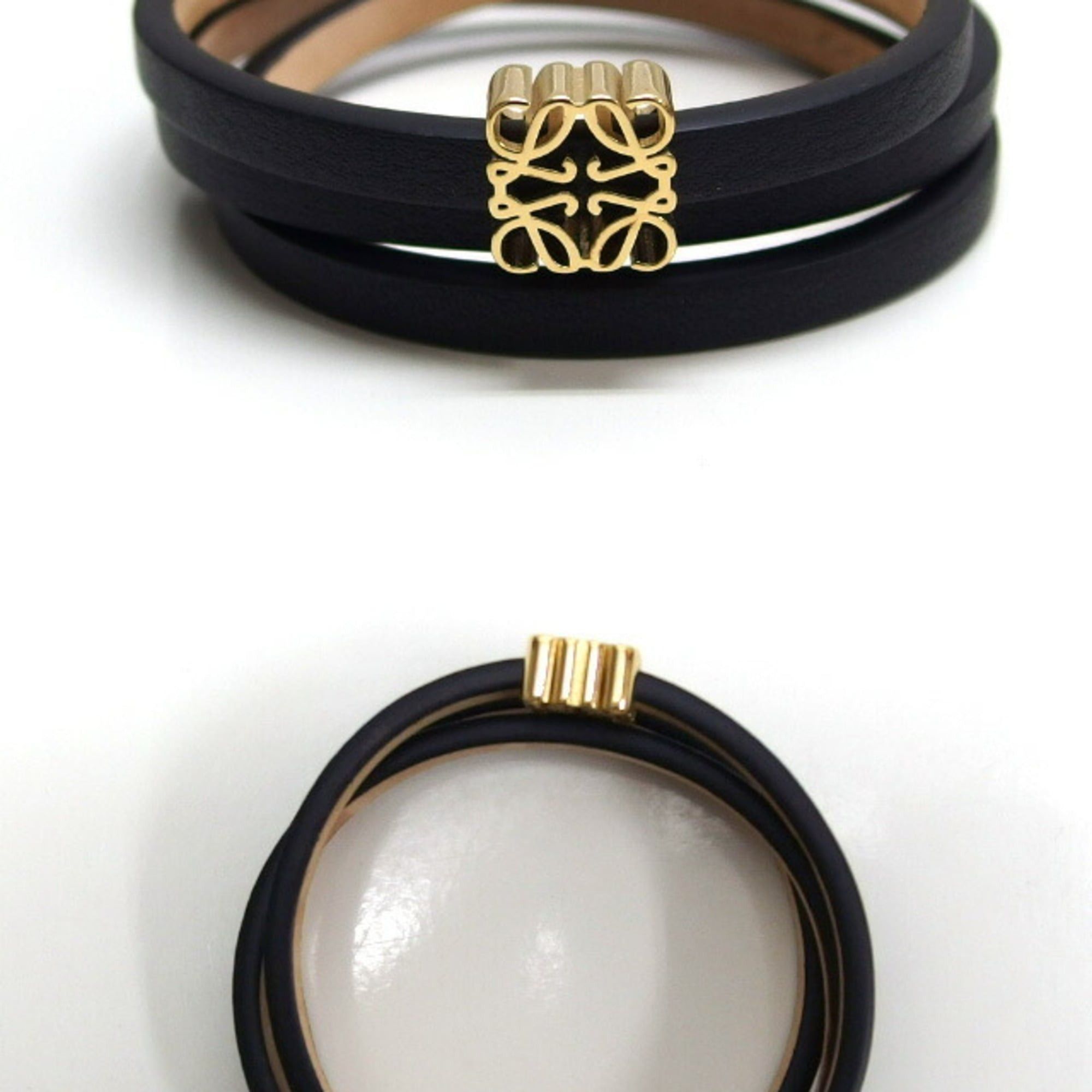 Loewe Loewe Anagram Twist Bangle, Triple Strand Bracelet, Black Size ONE SIZE - 4 Thumbnail