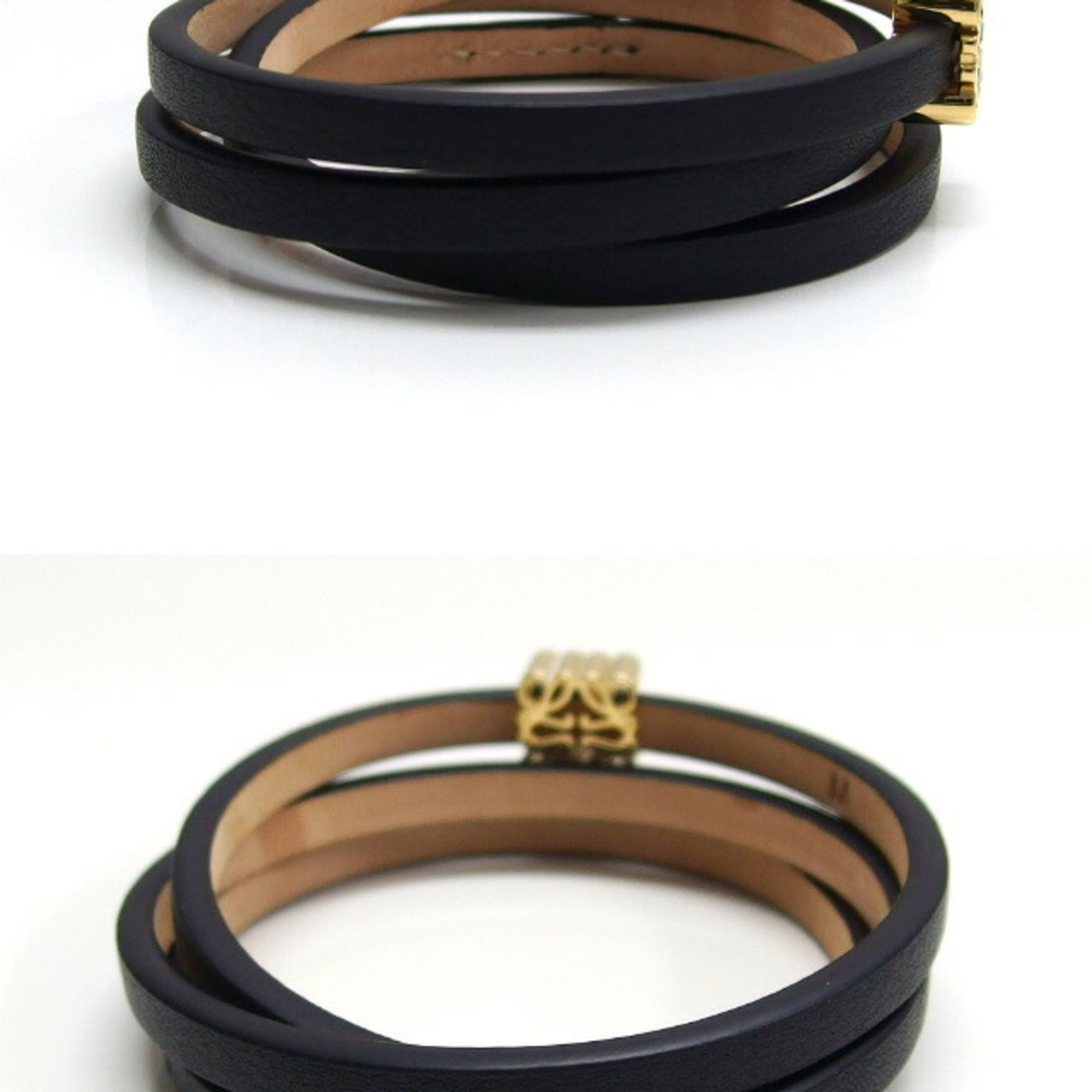 Loewe Loewe Anagram Twist Bangle, Triple Strand Bracelet, Black Size ONE SIZE - 5 Thumbnail