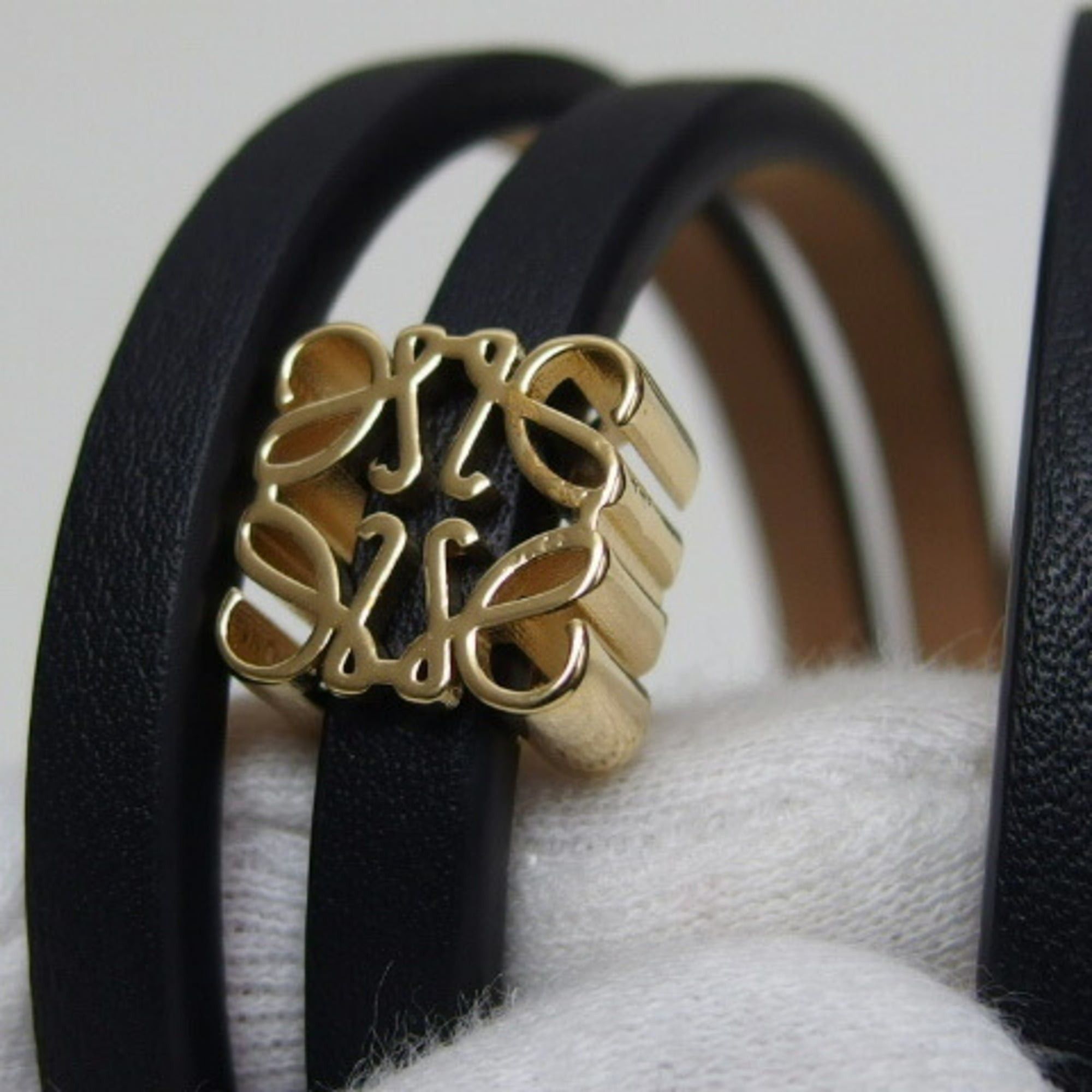 Loewe Loewe Anagram Twist Bangle, Triple Strand Bracelet, Black Size ONE SIZE - 8 Thumbnail
