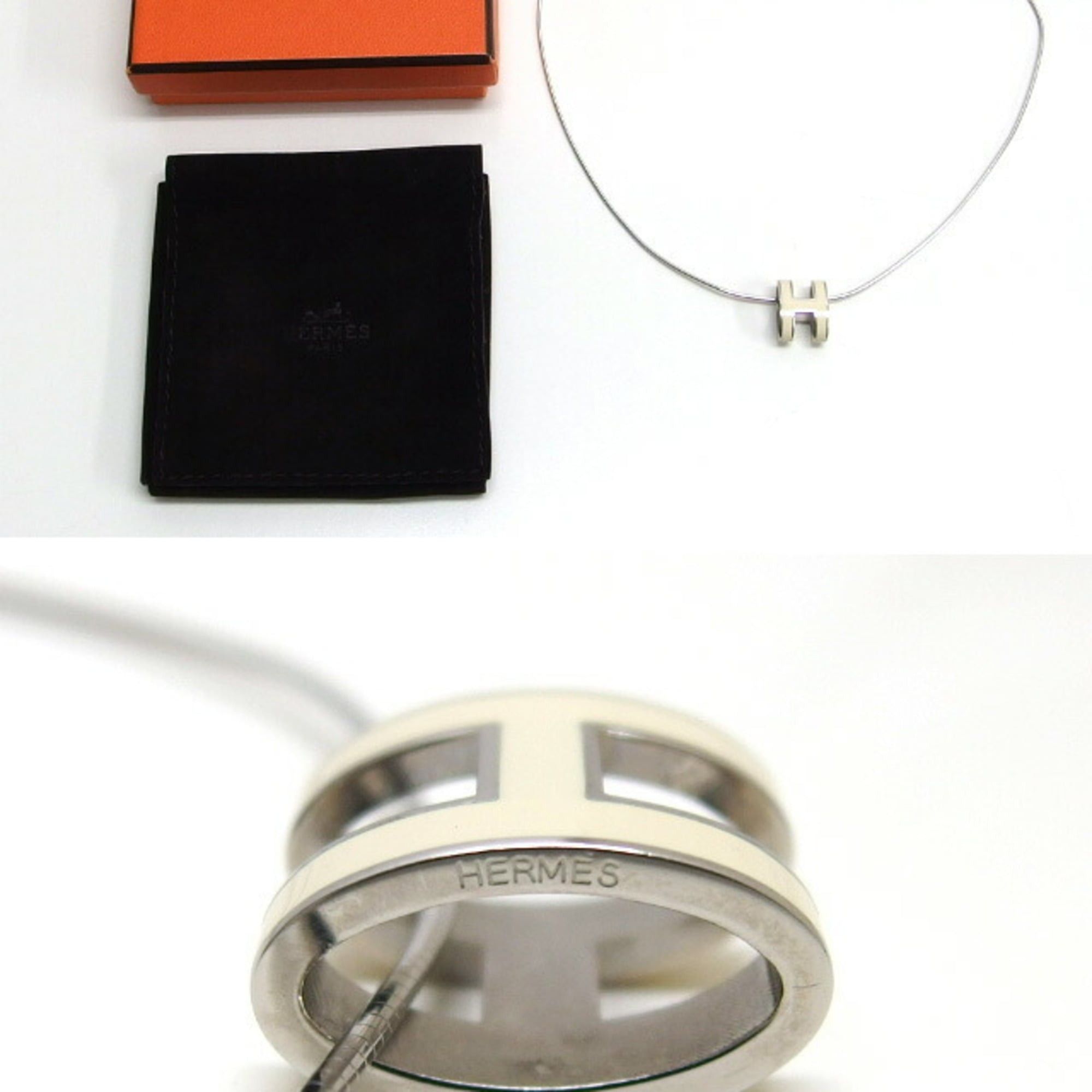 Hermes Hermes Pop H Silver Chain Necklace, White Size ONE SIZE - 3 Thumbnail