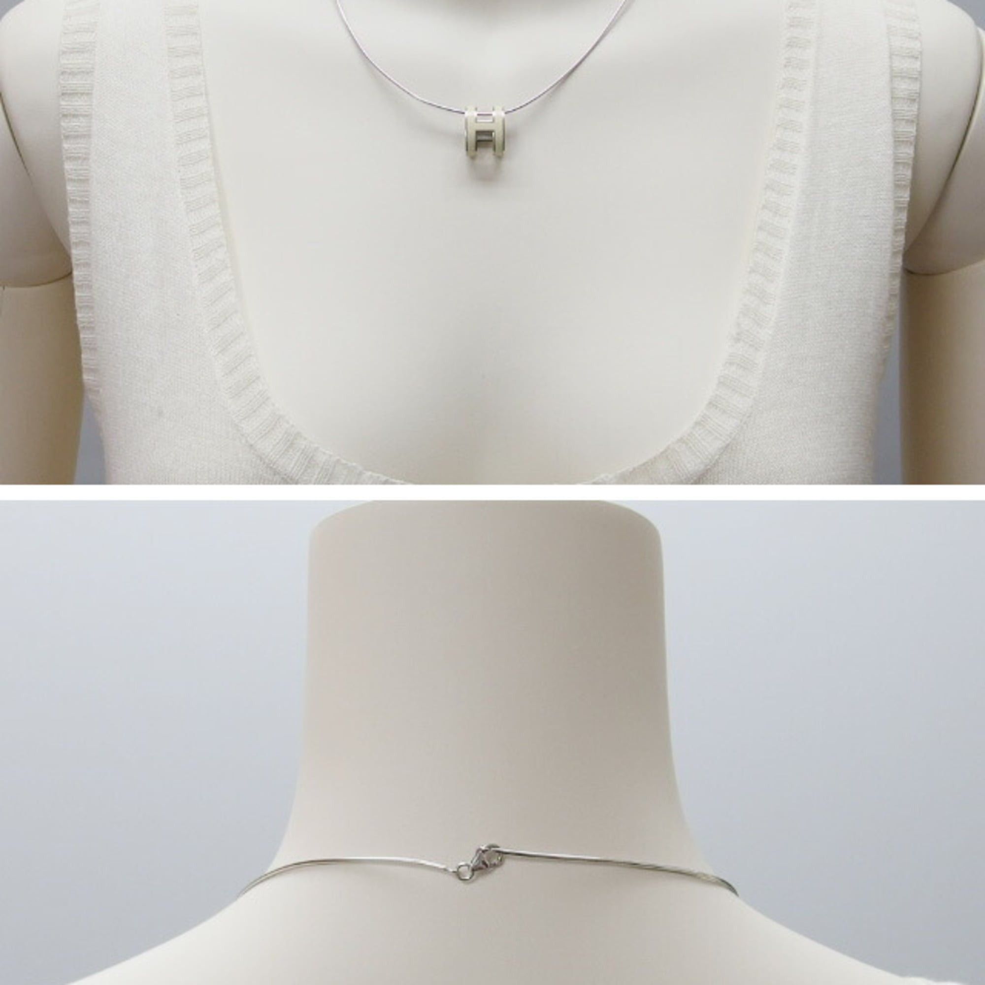 Hermes Hermes Pop H Silver Chain Necklace, White Size ONE SIZE - 4 Thumbnail