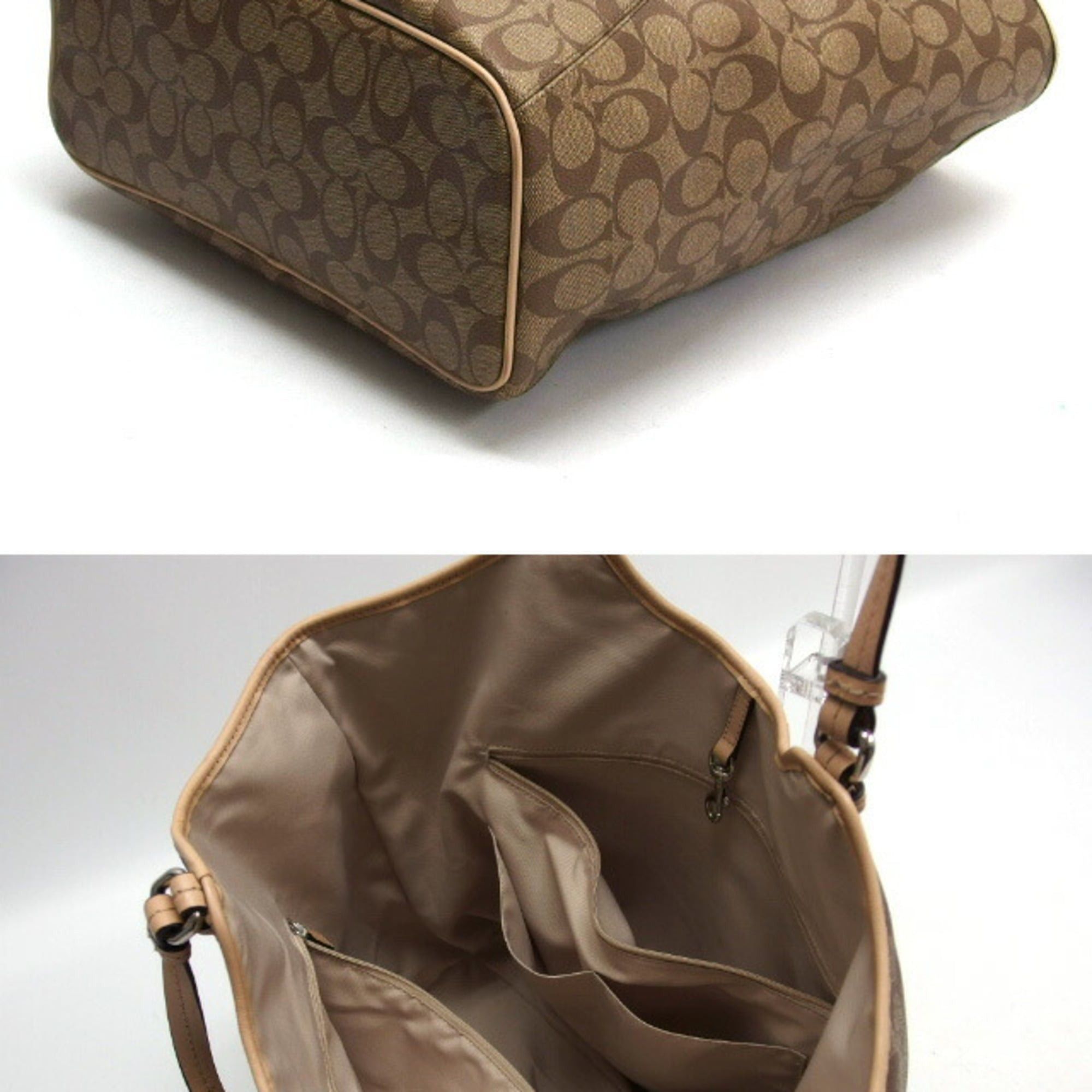 Coach Coach Signature Tote Bag, Beige x Brown Size ONE SIZE - 4 Thumbnail