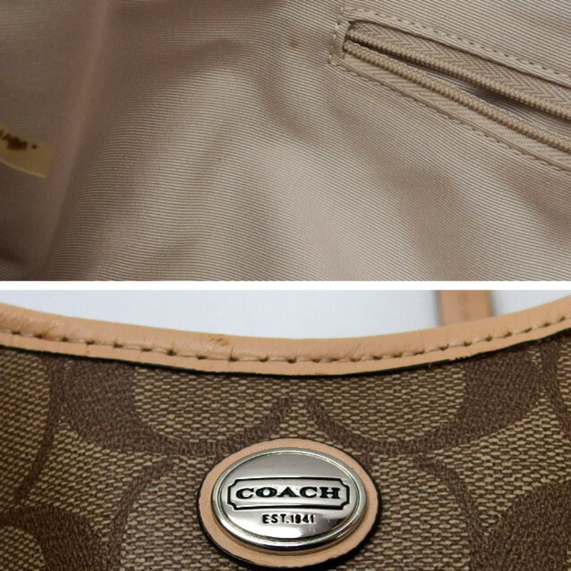 Coach Coach Signature Tote Bag, Beige x Brown Size ONE SIZE - 11 Thumbnail
