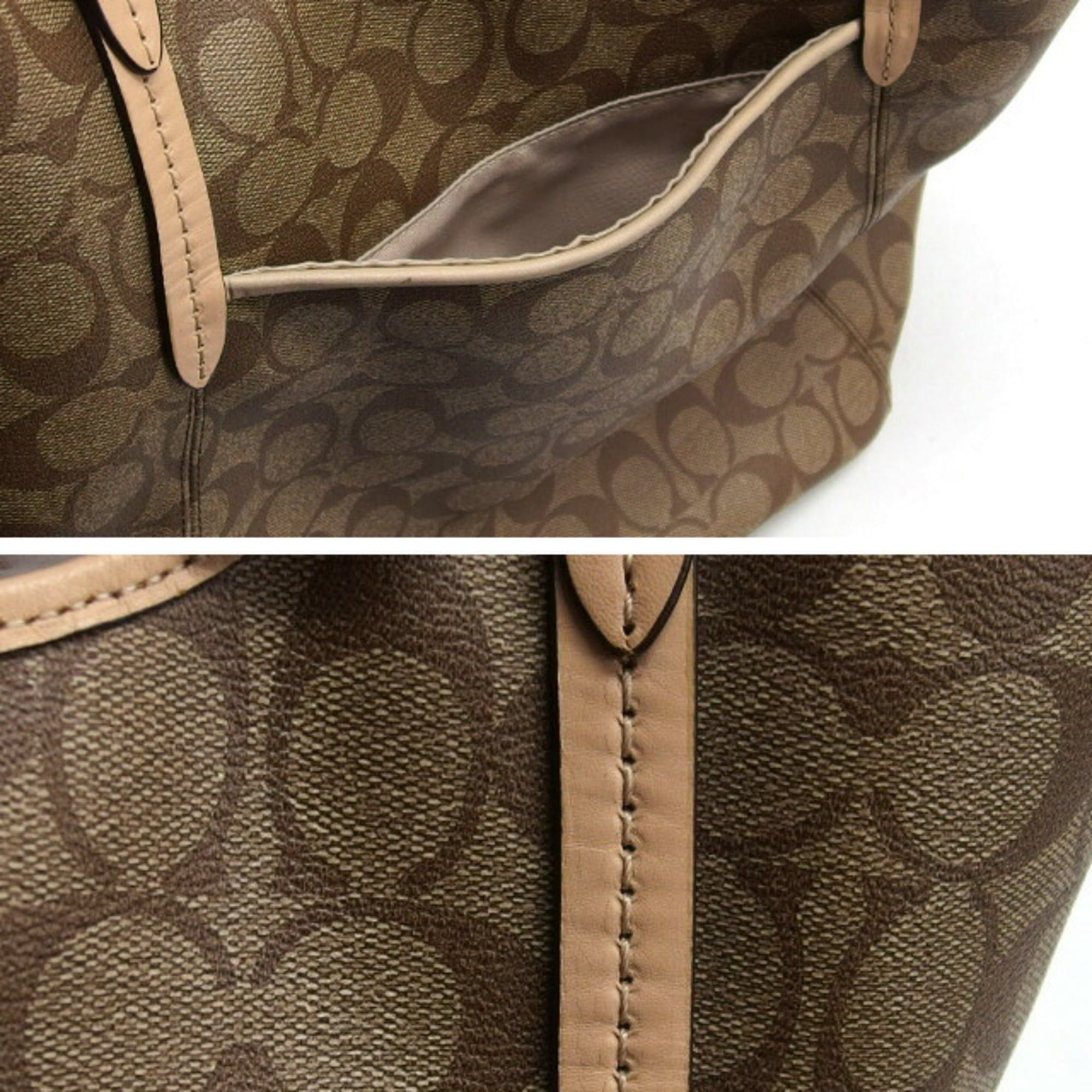 Coach Coach Signature Tote Bag, Beige x Brown Size ONE SIZE - 8 Thumbnail