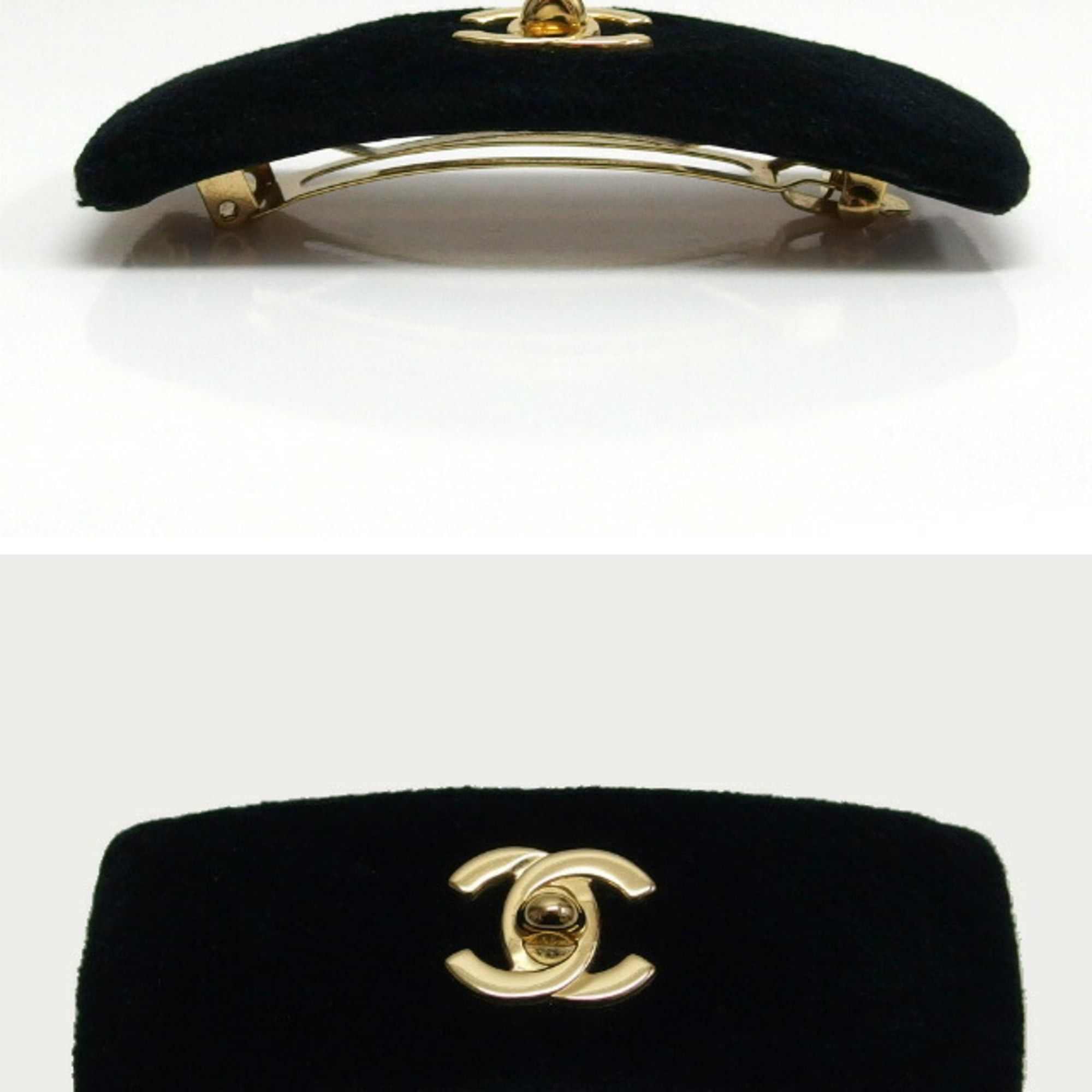 Chanel Chanel Turnlock Coco Mark Velour Barrette, Black Size ONE SIZE - 3 Thumbnail