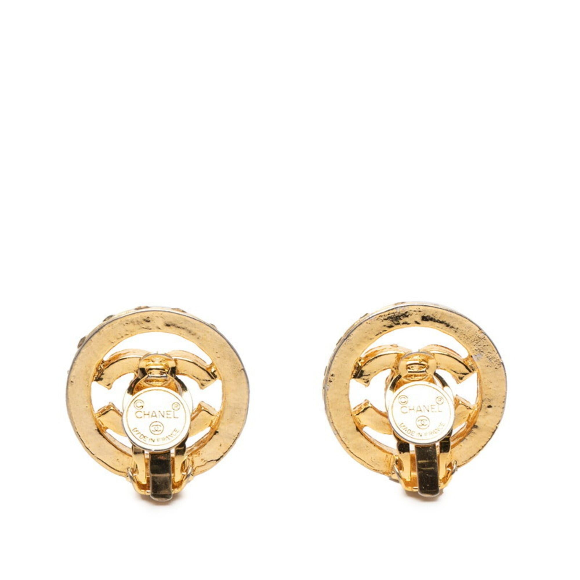 Chanel Chanel Coco Mark Earrings, Gold Plated, Rhinestone, Women's CHANEL Size ONE SIZE - 2 Thumbnail