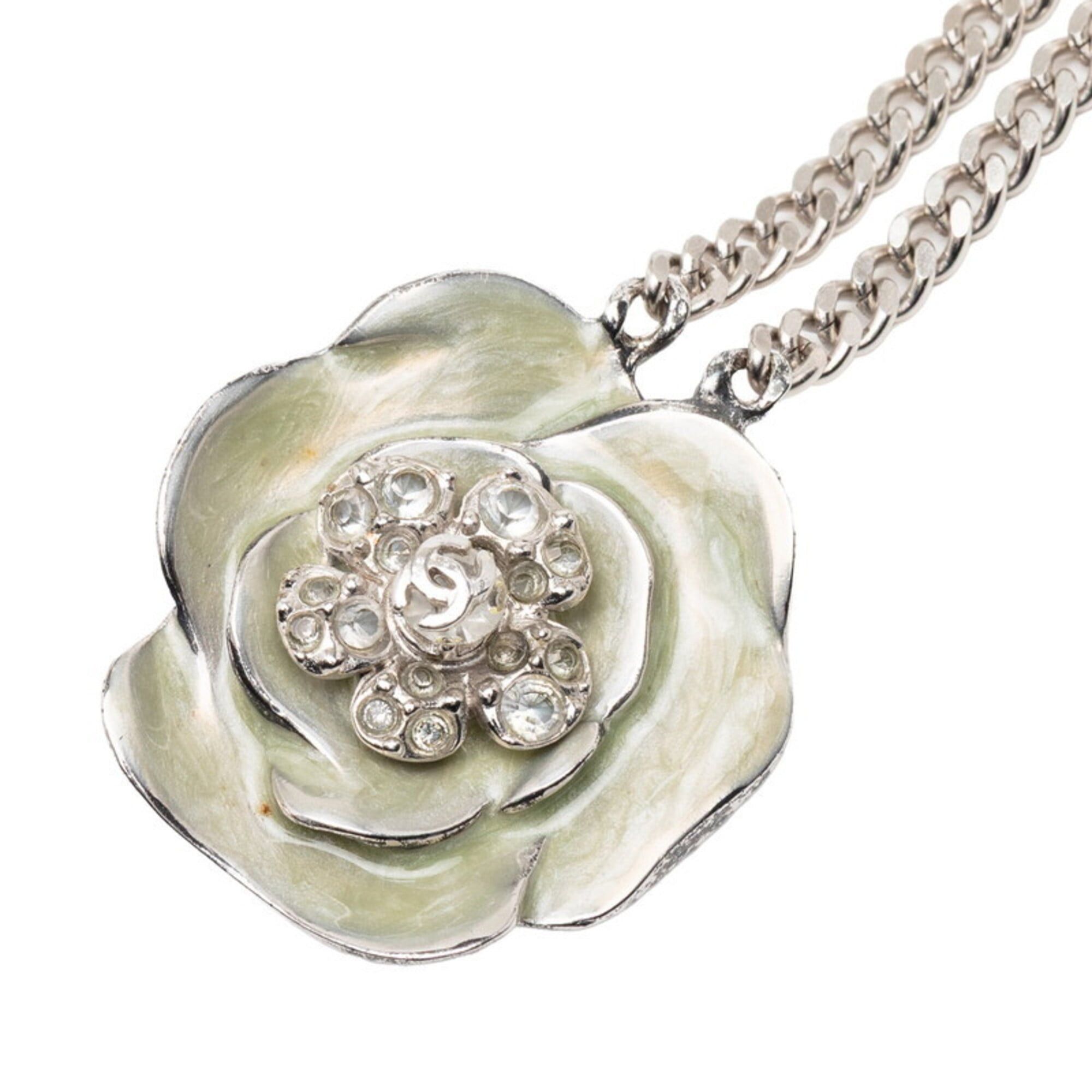 Chanel Chanel Camellia Coco Mark Rhinestone Chain Belt, Double Strand, Silver Metal, Women's CHANEL Size ONE SIZE - 2 Thumbnail