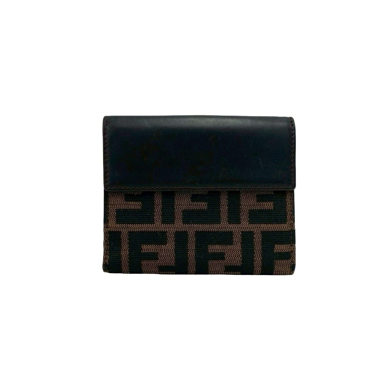 Fendi Fendi Fendi Zucca Canvas Leather Bifold Wallet Textile Short Wallet DUTY FREE for USA Size ONE SIZE - 3 Thumbnail