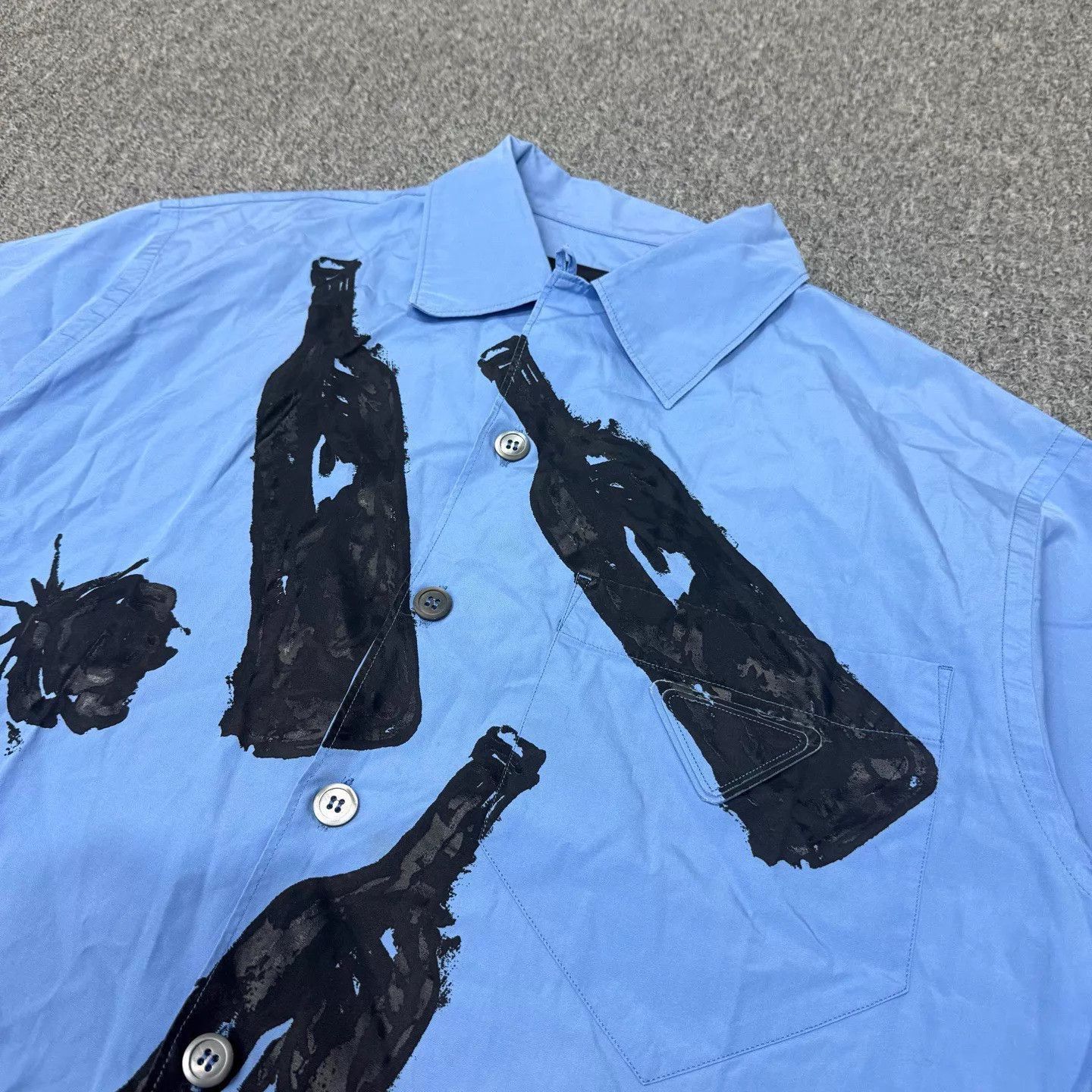 Prada Blue Short-Sleeve Button-Up Shirt with Bottle Prints Size US S / EU 44-46 / 1 - 3 Thumbnail