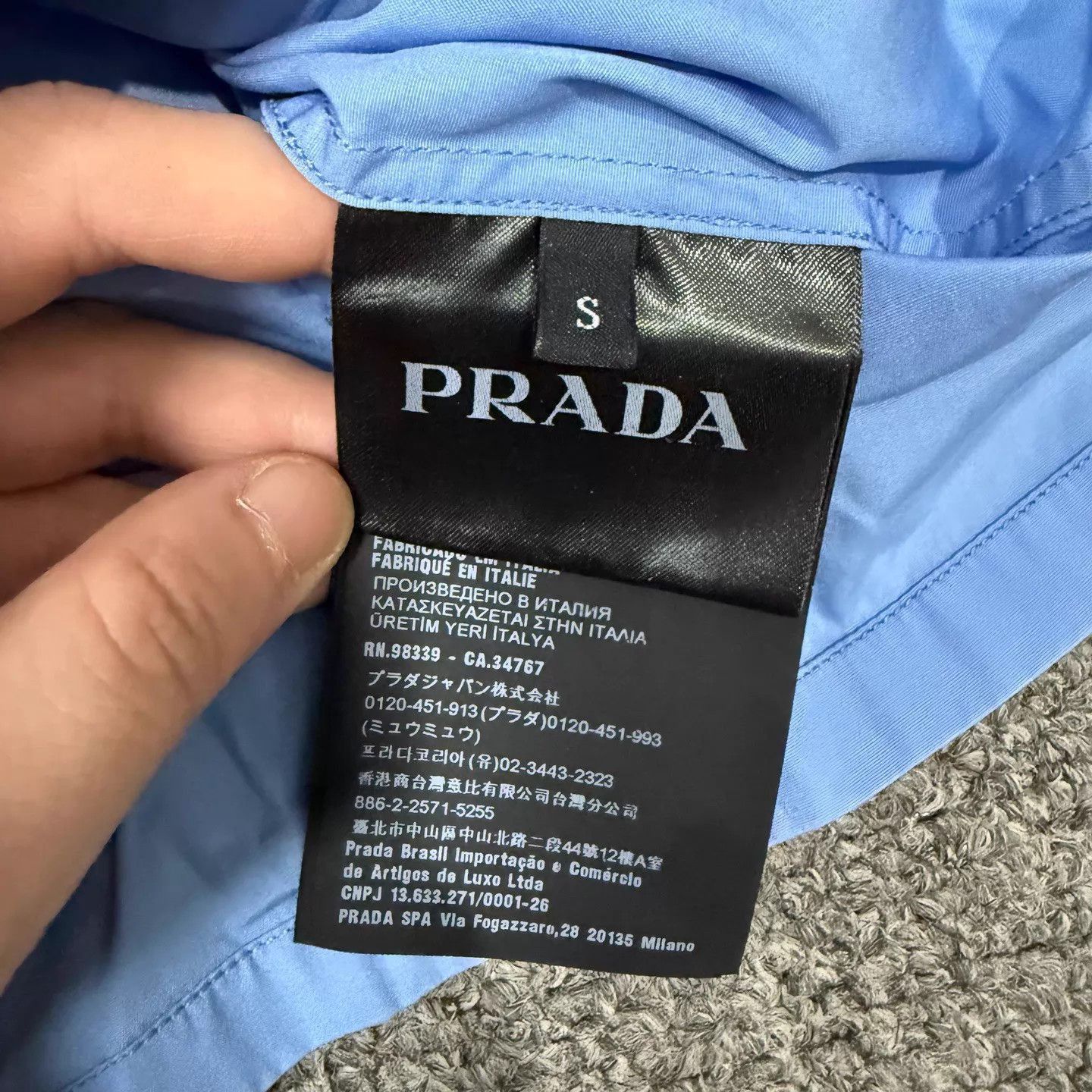 Prada Blue Short-Sleeve Button-Up Shirt with Bottle Prints Size US S / EU 44-46 / 1 - 4 Thumbnail
