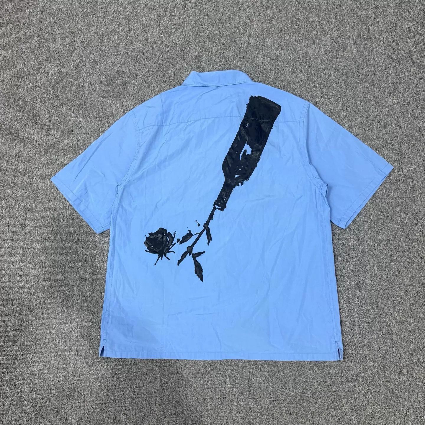 Prada Blue Short-Sleeve Button-Up Shirt with Bottle Prints Size US S / EU 44-46 / 1 - 2 Thumbnail