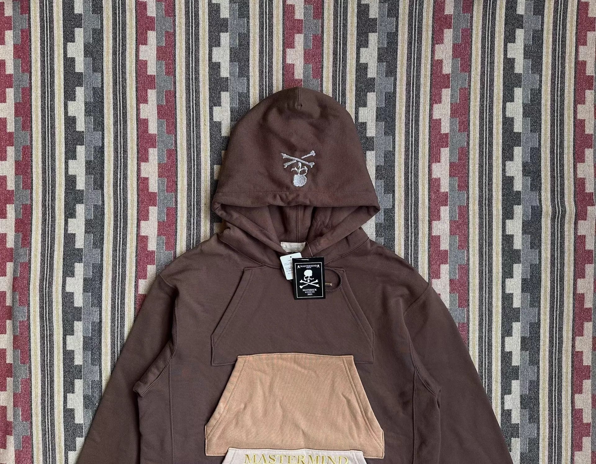 Mastermind Japan Brown Colorblock Hoodie with Embroidered Design Size US S / EU 44-46 / 1 - 3 Thumbnail
