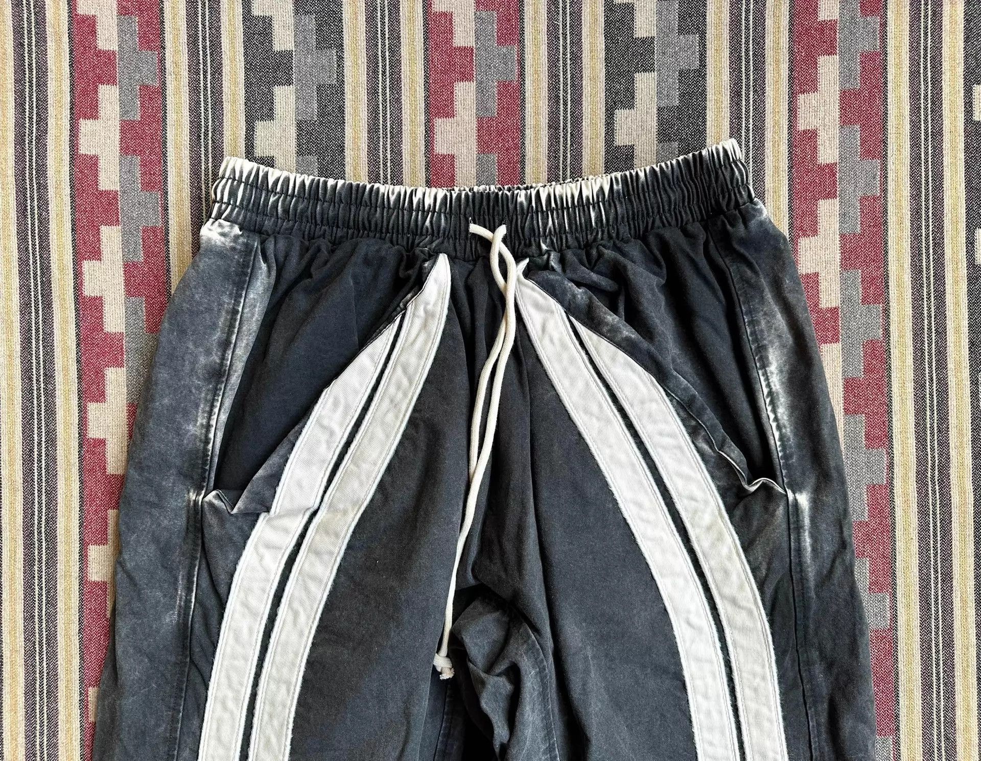 RRR-123 Gray Striped Casual Drawstring Pants Size US 36 / EU 52 - 3 Thumbnail
