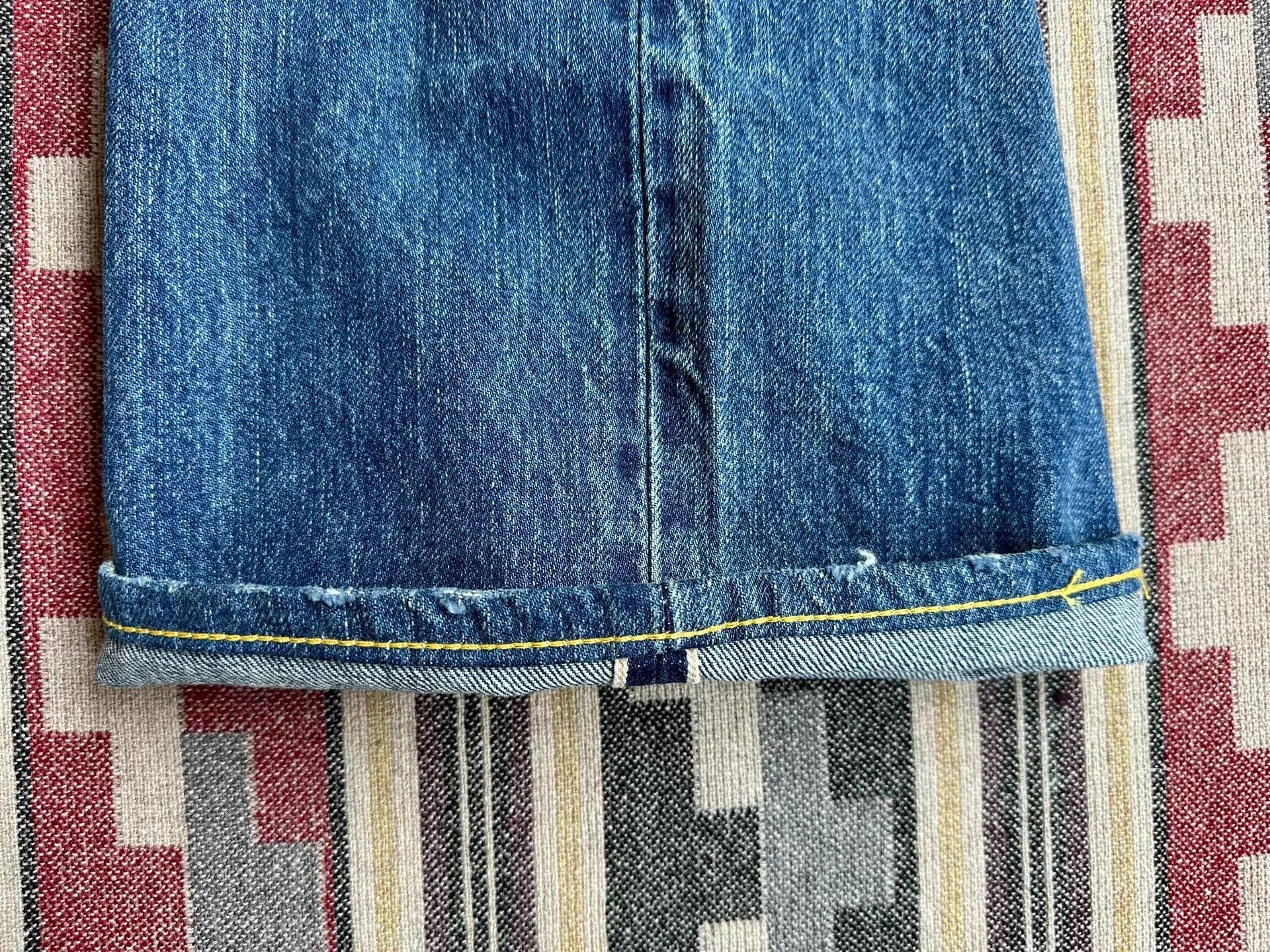 FDMTL Blue Distressed Denim Jeans with Colorful Stitch Details Size US 36 / EU 52 - 8 Thumbnail