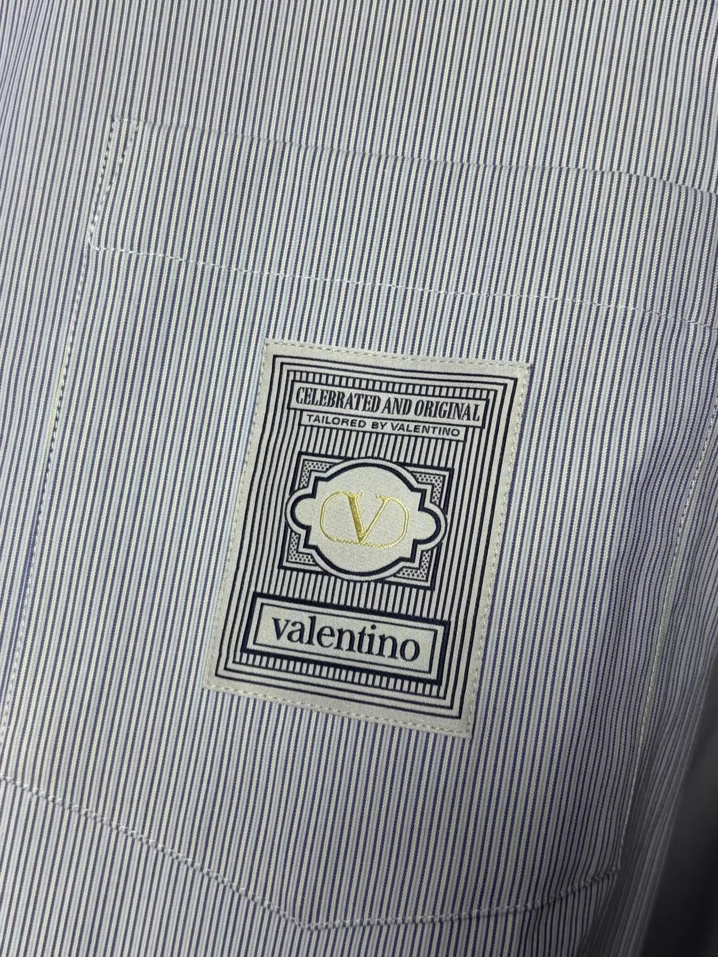 Valentino Blue Striped Long Sleeve Button-Up Shirt Size US M / EU 48-50 / 2 - 5 Thumbnail
