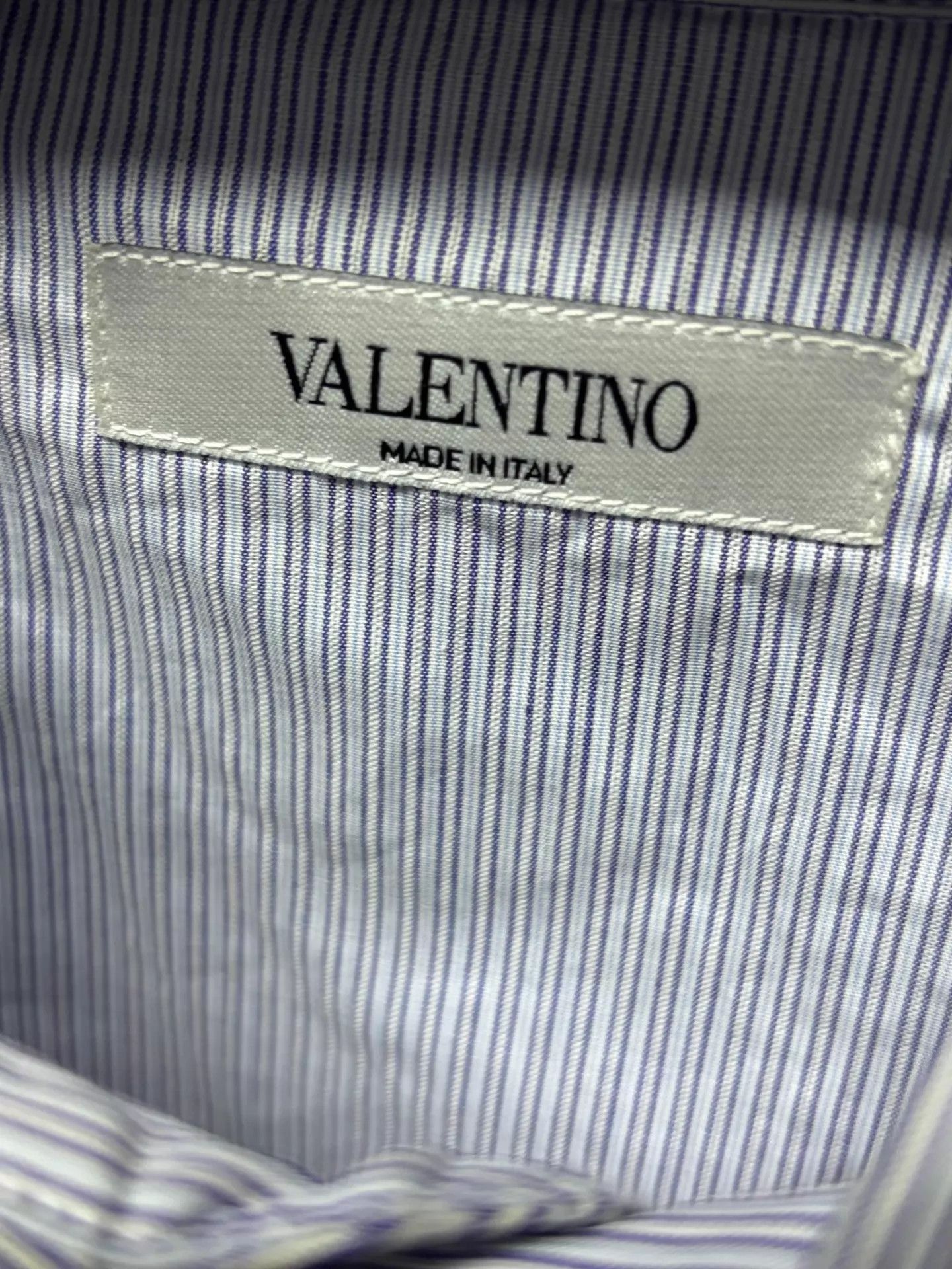 Valentino Blue Striped Long Sleeve Button-Up Shirt Size US M / EU 48-50 / 2 - 3 Thumbnail