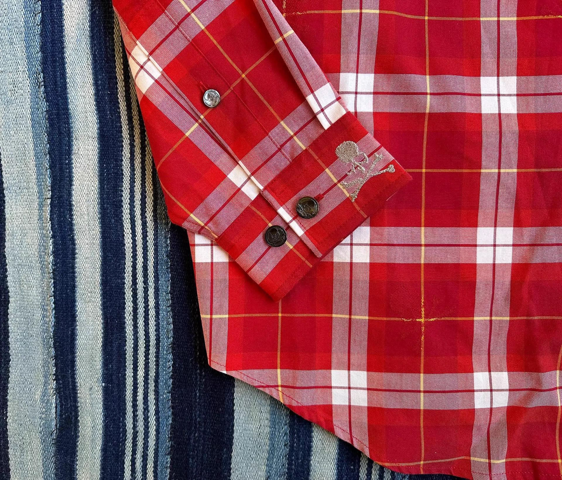 Mastermind World Red and Pink Plaid Split Design Long Sleeve Shirt Size US M / EU 48-50 / 2 - 7 Thumbnail