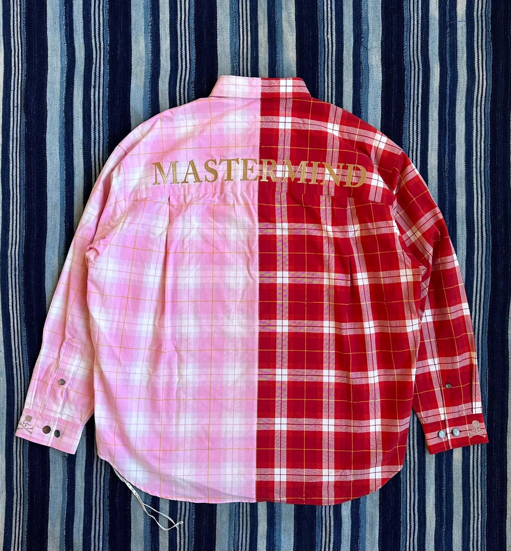 Mastermind World Red and Pink Plaid Split Design Long Sleeve Shirt Size US M / EU 48-50 / 2 - 2 Thumbnail