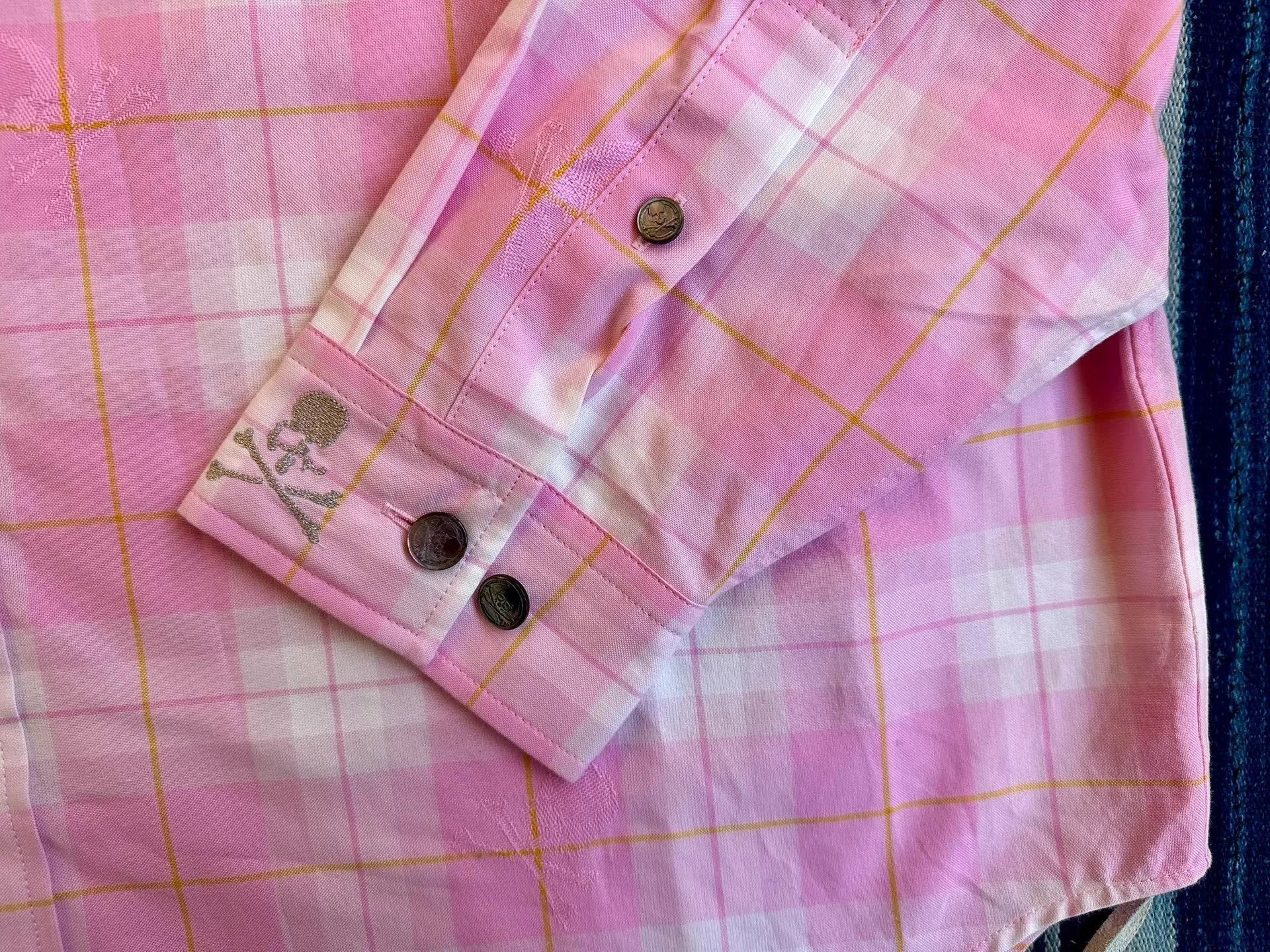 Mastermind World Red and Pink Plaid Split Design Long Sleeve Shirt Size US M / EU 48-50 / 2 - 8 Thumbnail