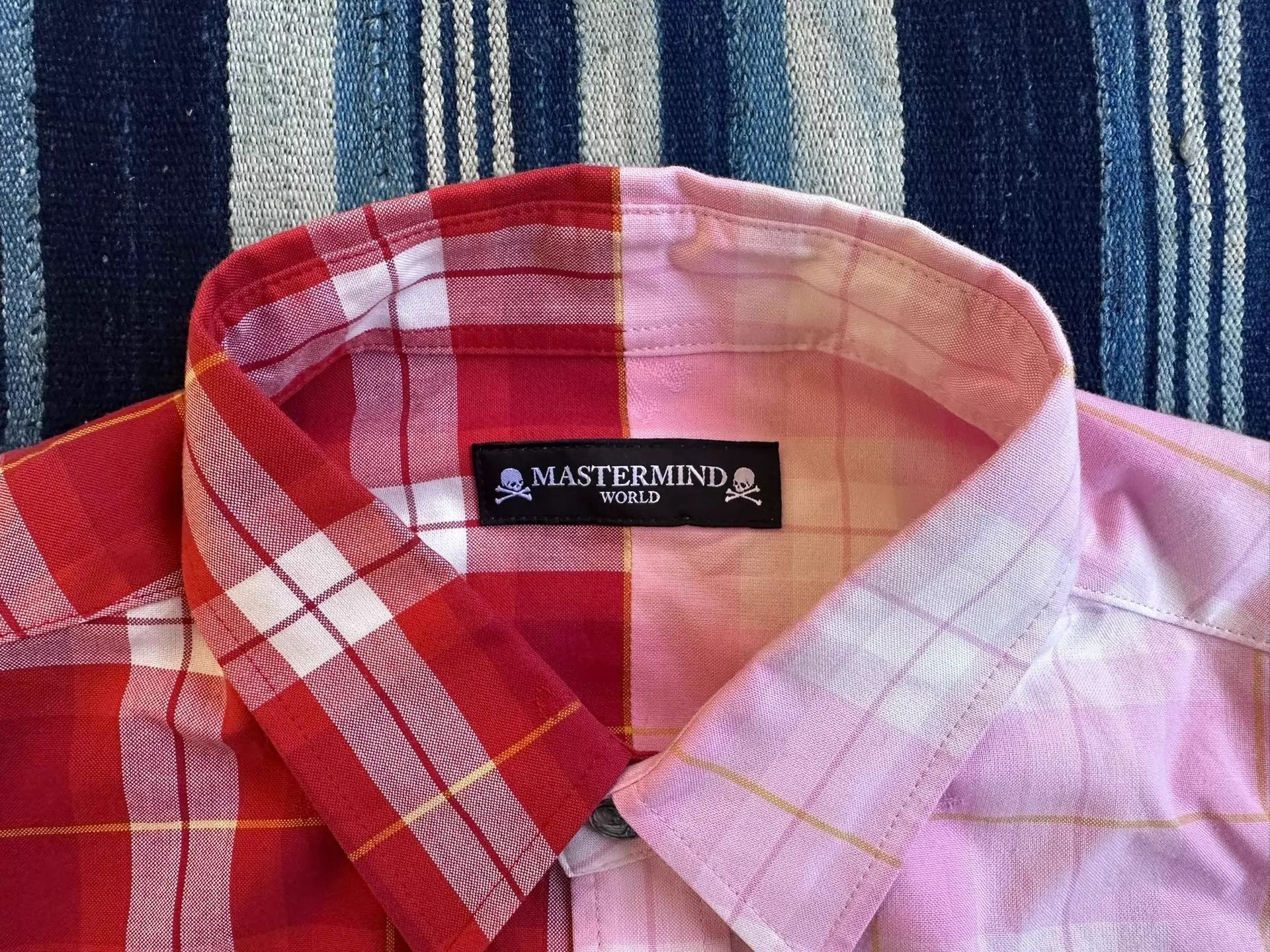 Mastermind World Red and Pink Plaid Split Design Long Sleeve Shirt Size US M / EU 48-50 / 2 - 5 Thumbnail