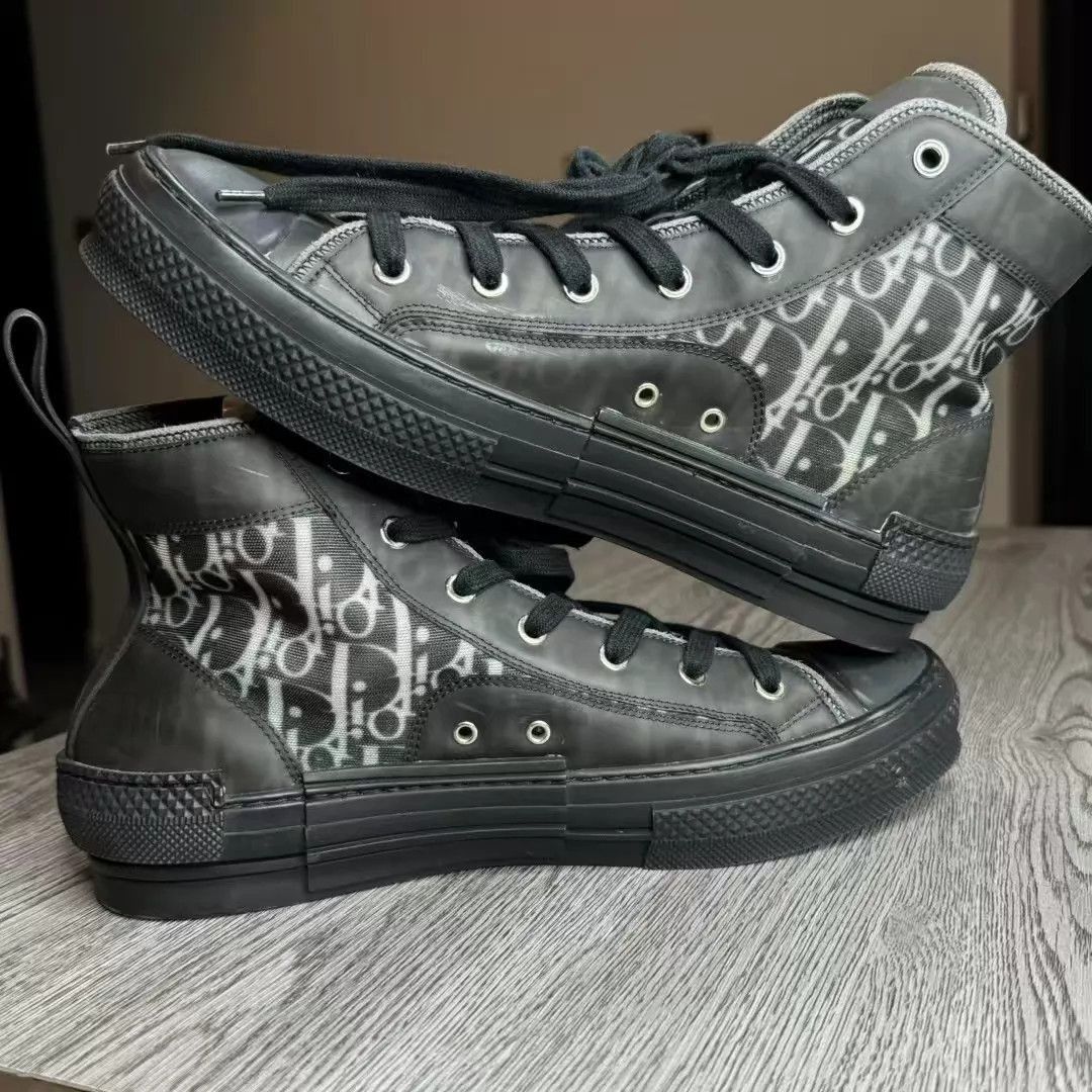 Dior Black High-Top Sneakers with Pattern Size US 8 / EU 41 - 3 Thumbnail