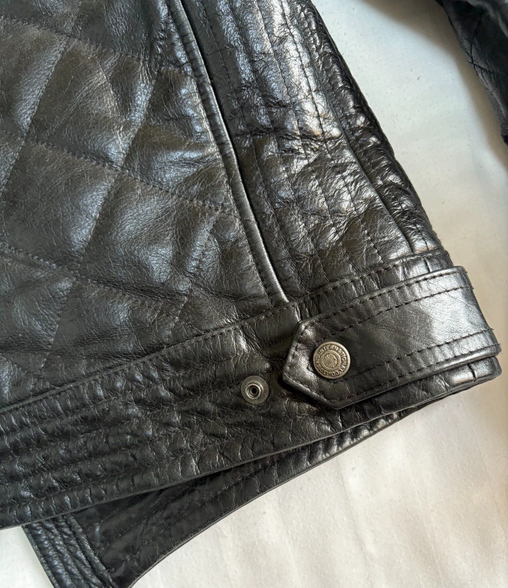 Tornado Mart Black Quilted Leather Jacket Size US L / EU 52-54 / 3 - 8 Thumbnail