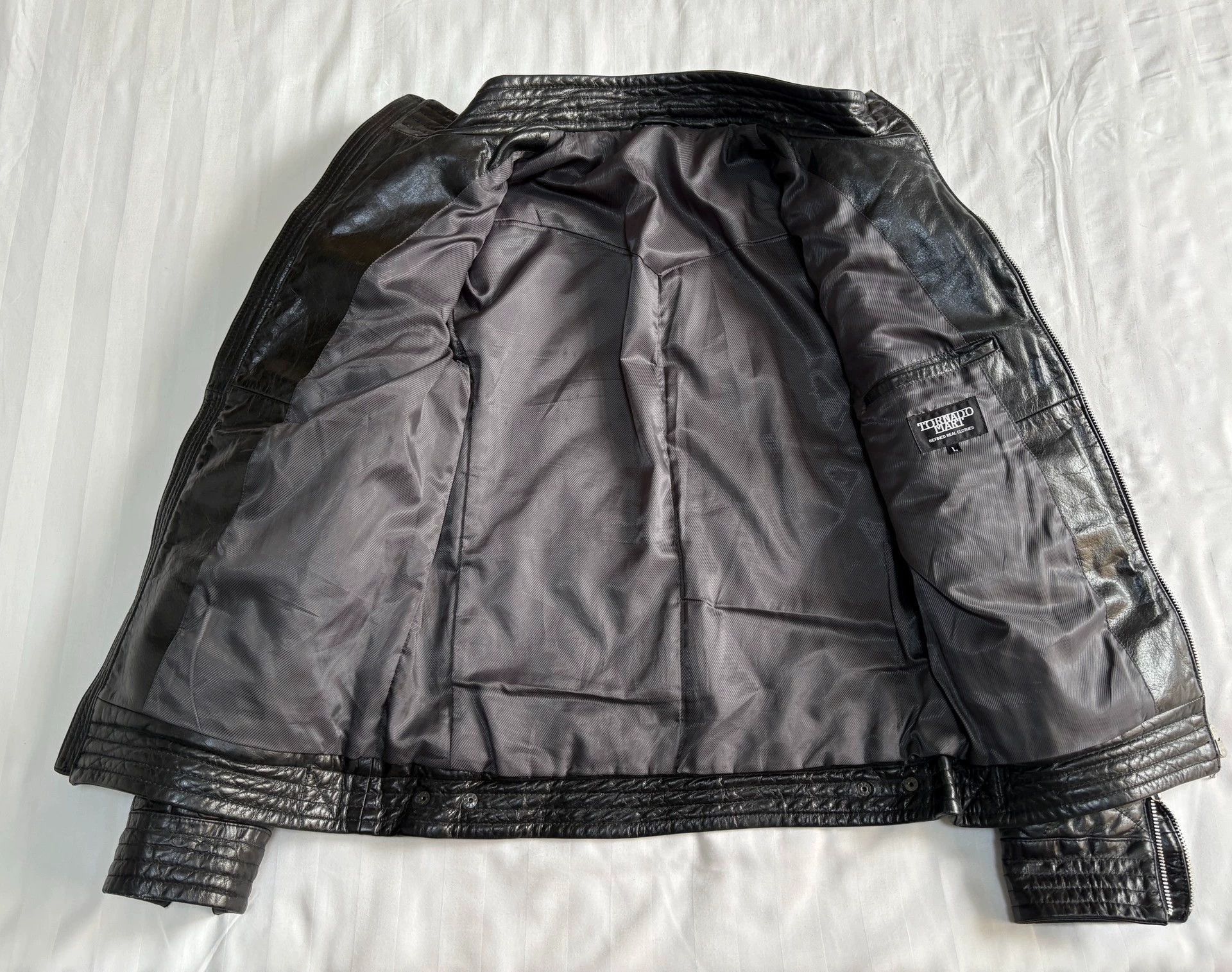 Tornado Mart Black Quilted Leather Jacket Size US L / EU 52-54 / 3 - 3 Thumbnail