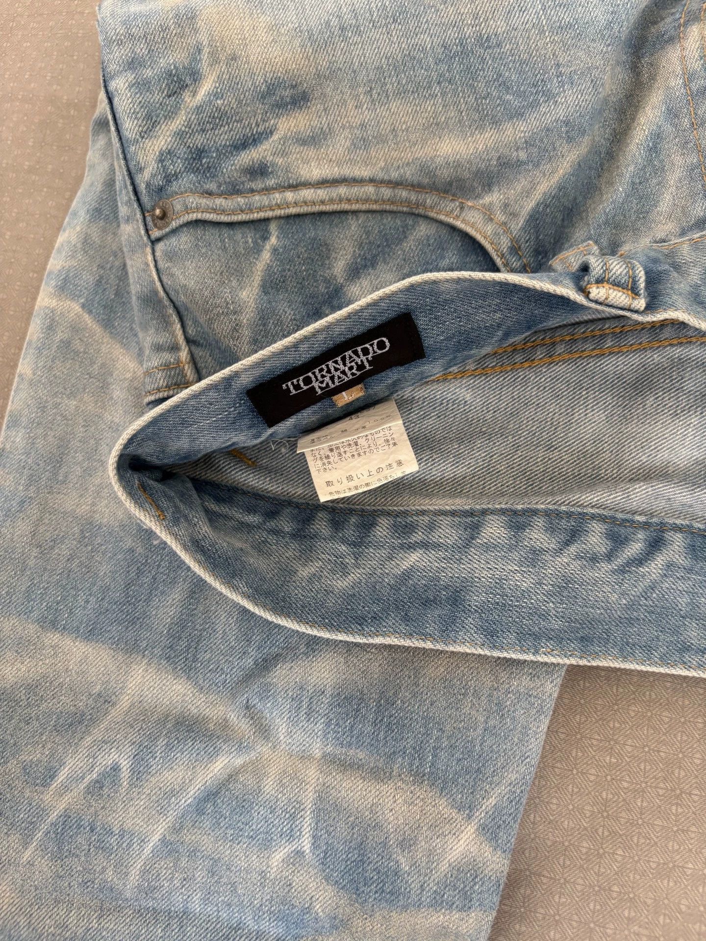 Tornado Mart Blue Denim Jeans with Abstract Mountain Print Size US 34 / EU 50 - 9 Thumbnail
