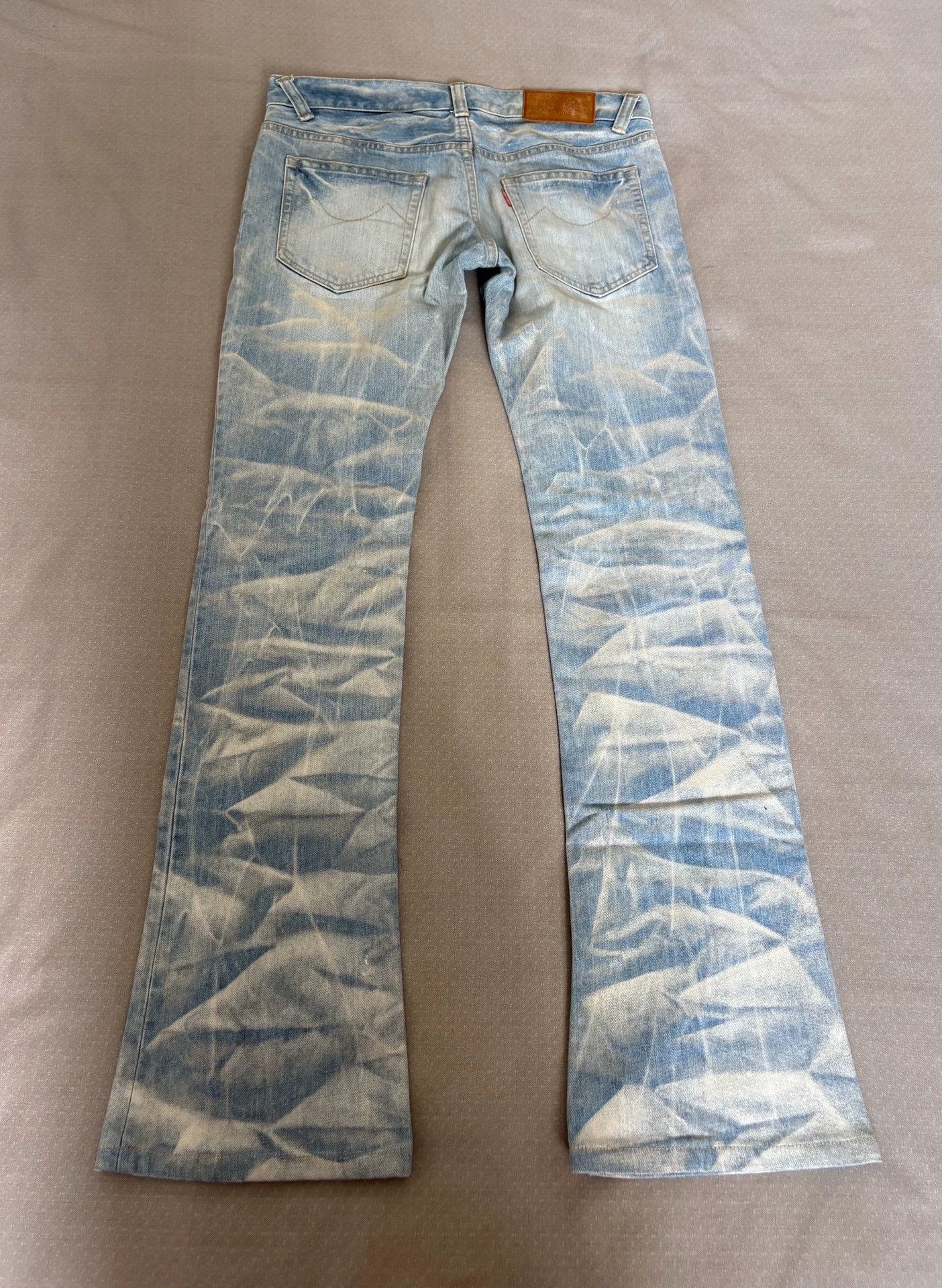 Tornado Mart Blue Denim Jeans with Abstract Mountain Print Size US 34 / EU 50 - 6 Thumbnail
