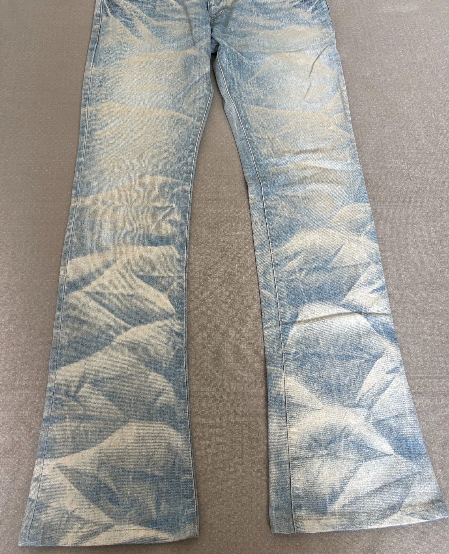 Tornado Mart Blue Denim Jeans with Abstract Mountain Print Size US 34 / EU 50 - 3 Thumbnail