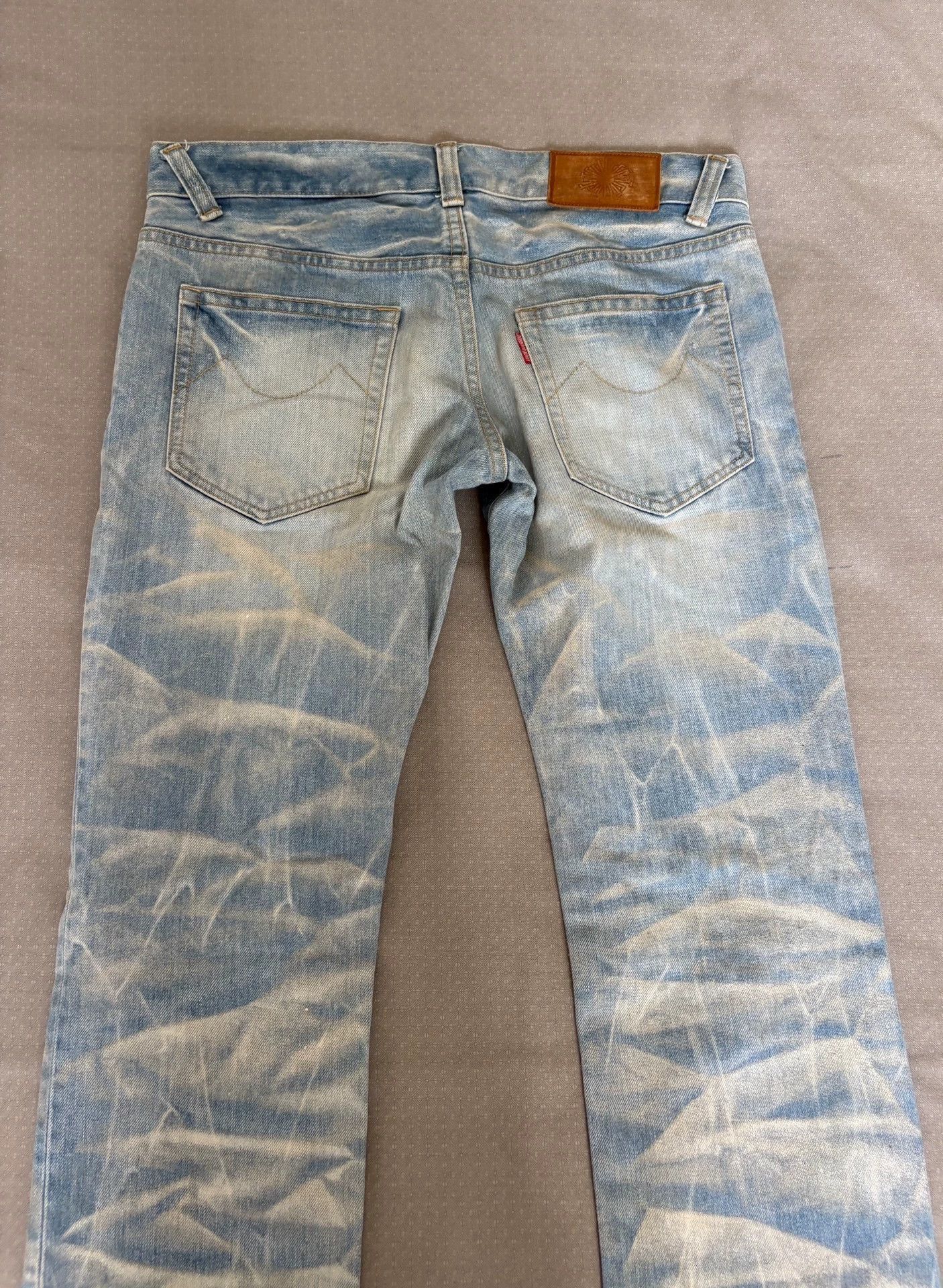 Tornado Mart Blue Denim Jeans with Abstract Mountain Print Size US 34 / EU 50 - 7 Thumbnail