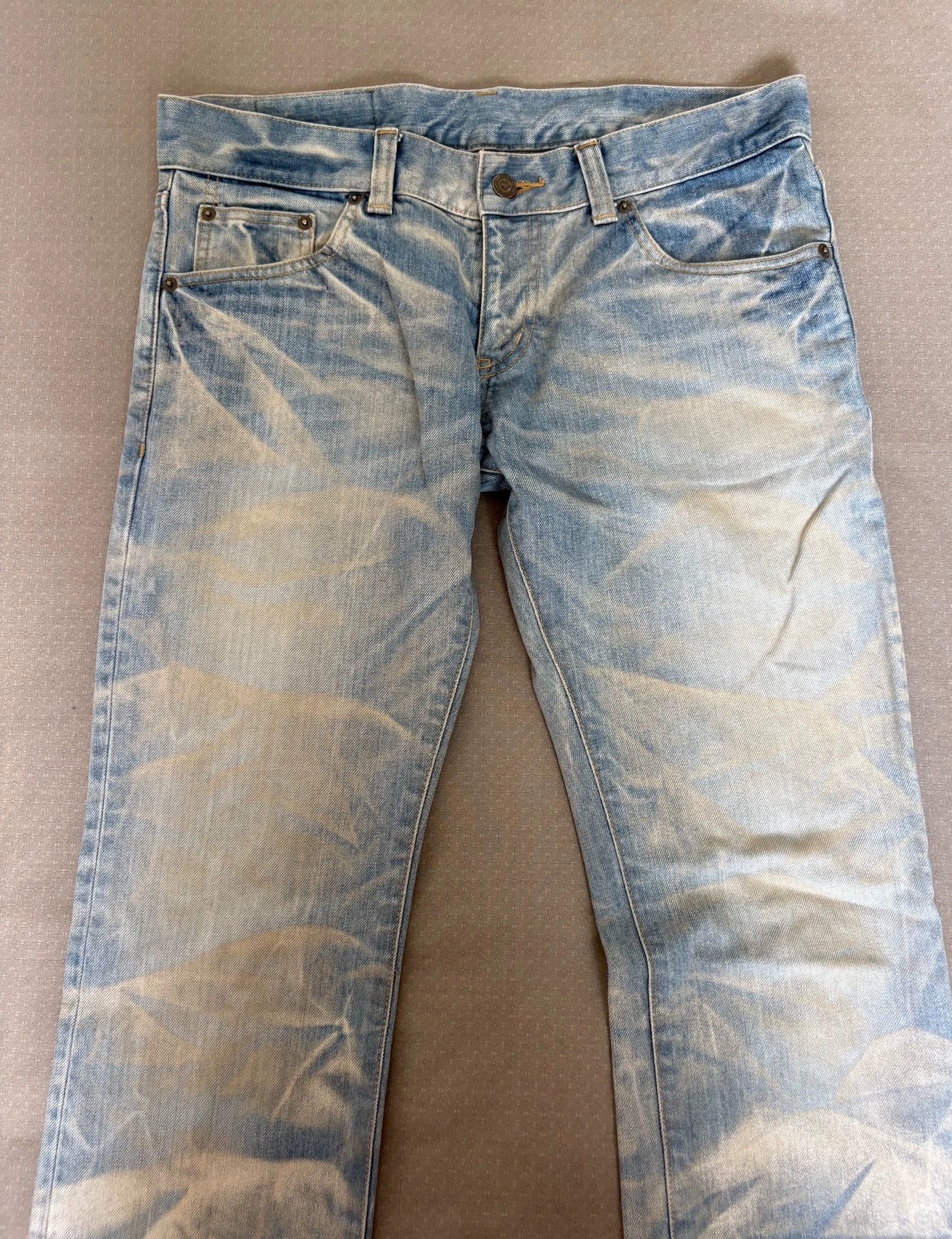 Tornado Mart Blue Denim Jeans with Abstract Mountain Print Size US 34 / EU 50 - 5 Thumbnail