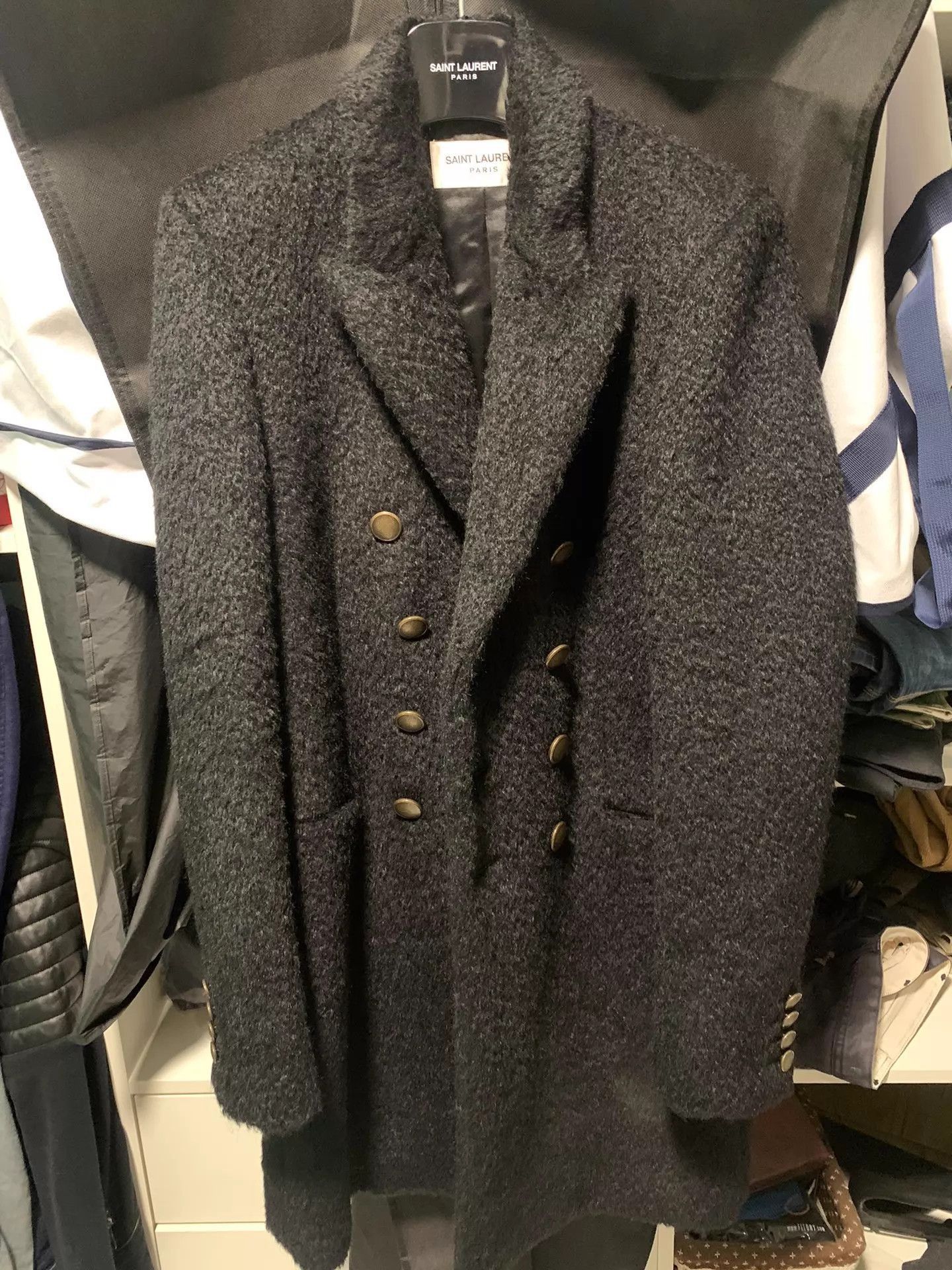 Saint Laurent Paris Black Double-Breasted Long Coat Size S Size US S / EU 44-46 / 1 - 3 Thumbnail