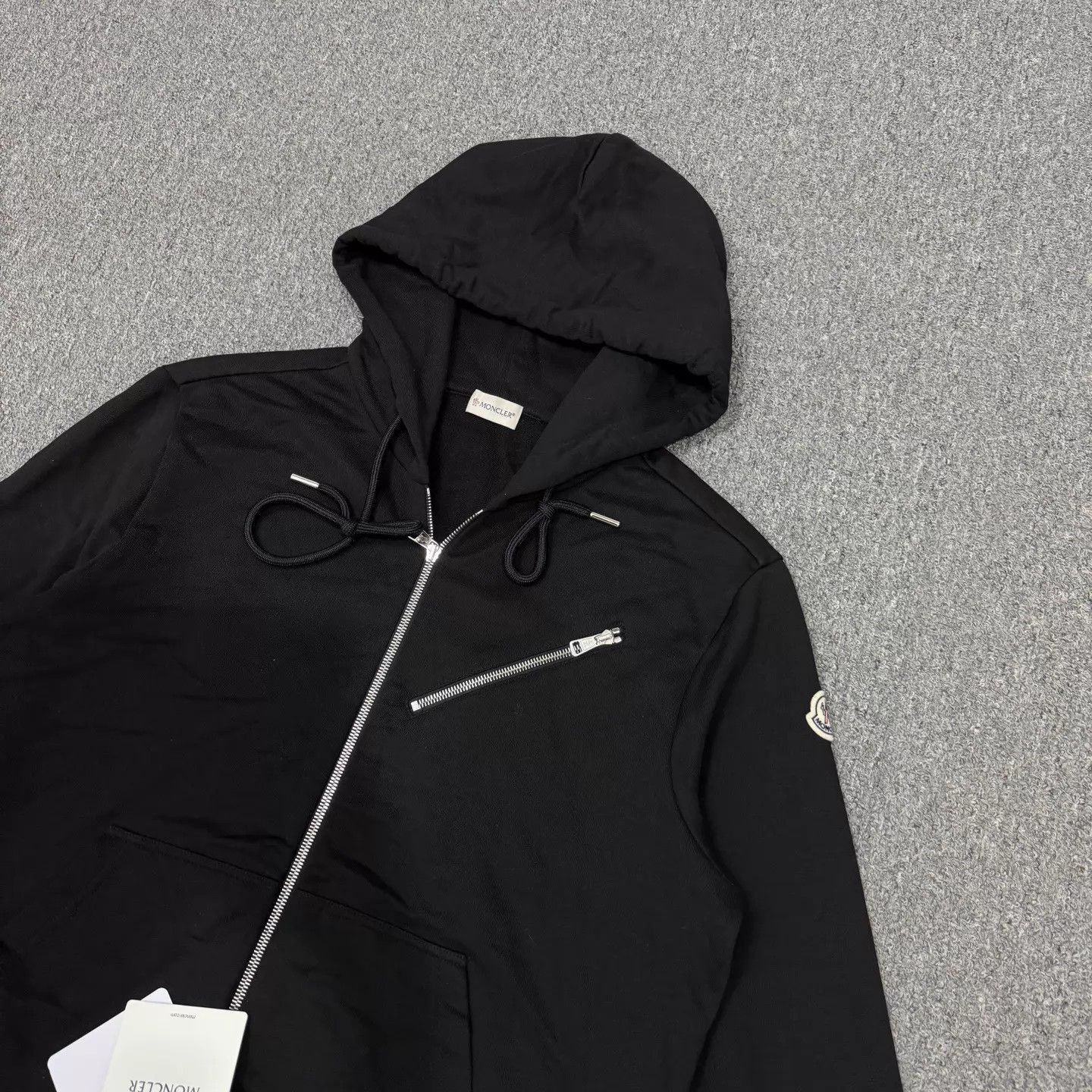 Moncler Black Zip-Up Hoodie with Striped Cuffs Size US L / EU 52-54 / 3 - 3 Thumbnail