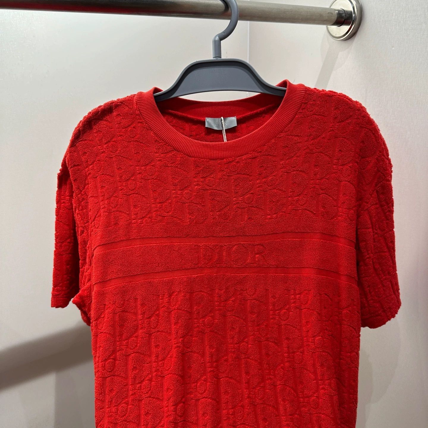 Dior Red Short Sleeve Textured Knit Top Size US XXS / EU 40 - 6 Thumbnail