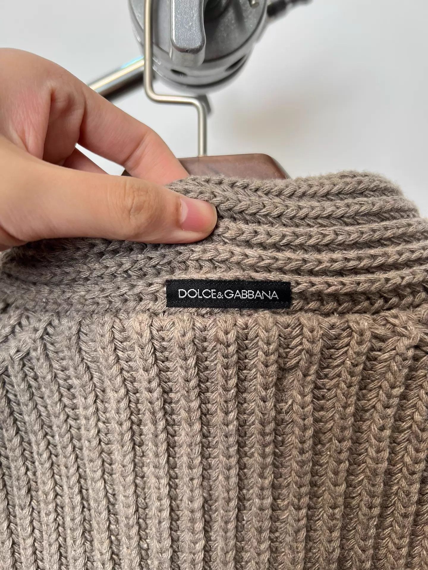 Dolce & Gabbana Beige Zip-Front Ribbed Knit Sweater Size US M / EU 48-50 / 2 - 7 Thumbnail