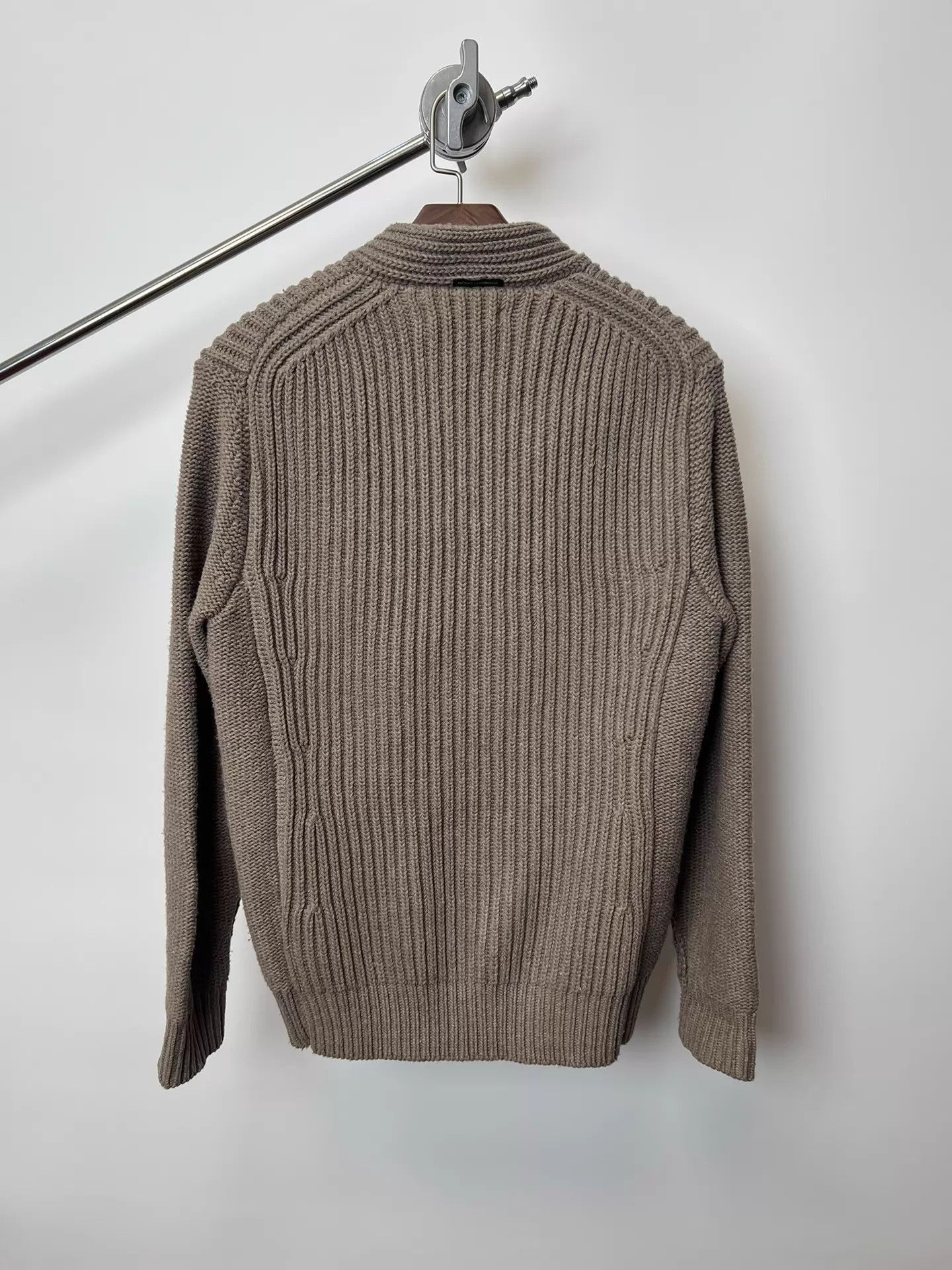 Dolce & Gabbana Beige Zip-Front Ribbed Knit Sweater Size US M / EU 48-50 / 2 - 6 Thumbnail