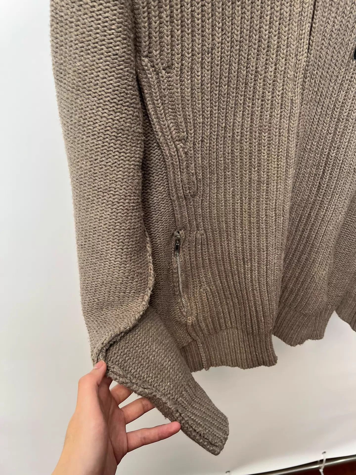 Dolce & Gabbana Beige Zip-Front Ribbed Knit Sweater Size US M / EU 48-50 / 2 - 5 Thumbnail