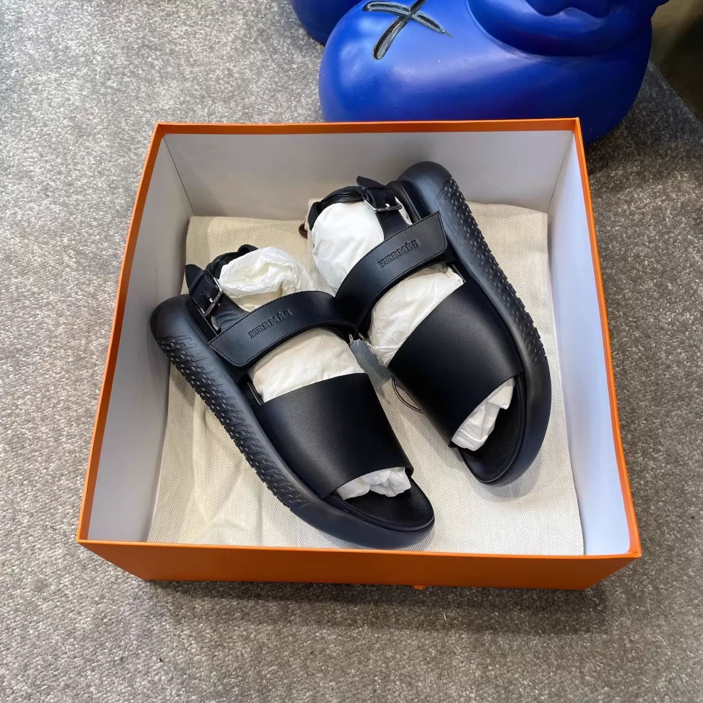 Hermes Black Open-Toe Sandals with Adjustable Straps Size US 8 / EU 41 - 2 Thumbnail