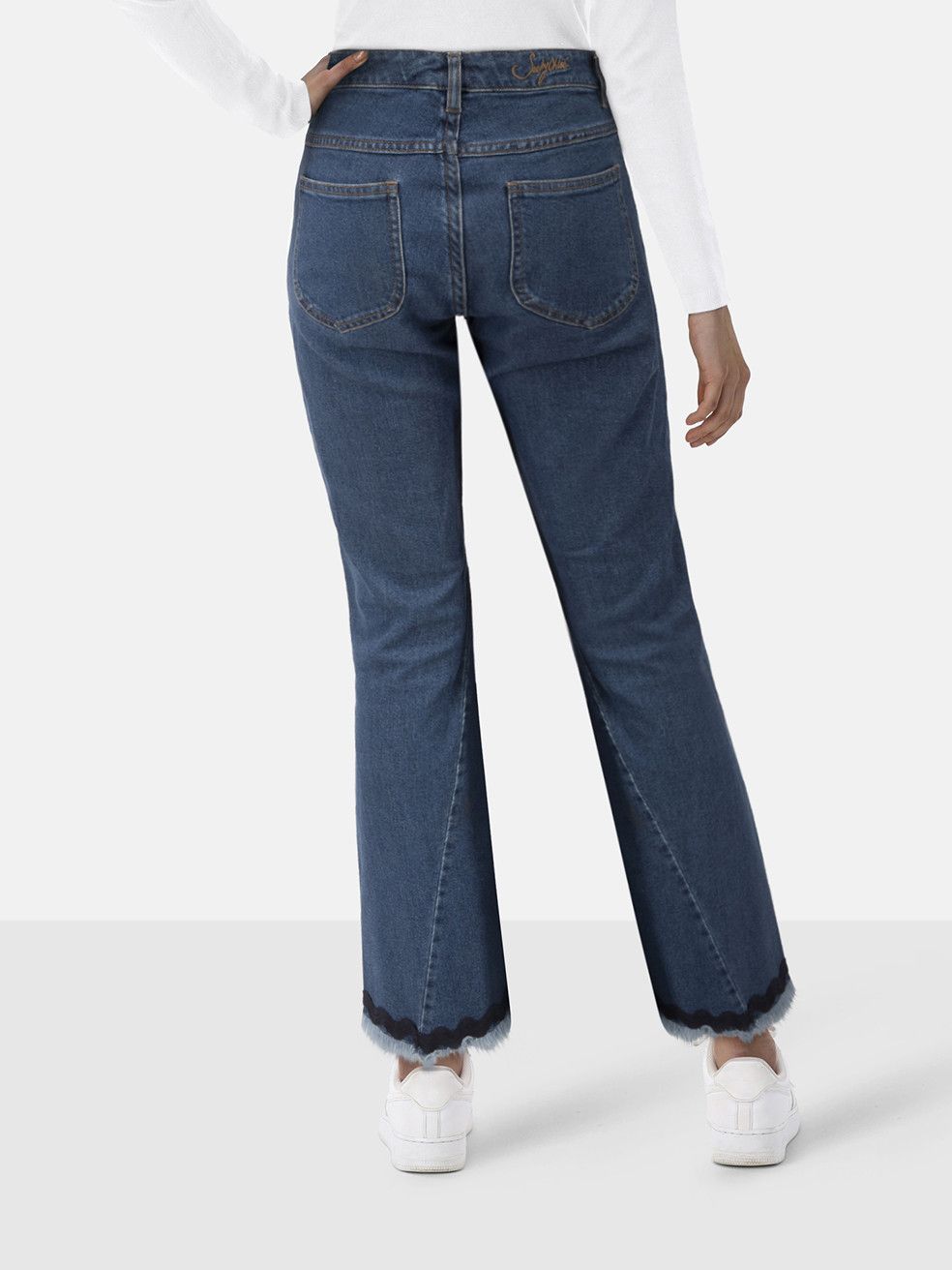 Chloe See By Chloé Blue Denim Fringed Hem Flared Jeans Size 27" / US 4 / IT 40 - 2 Thumbnail