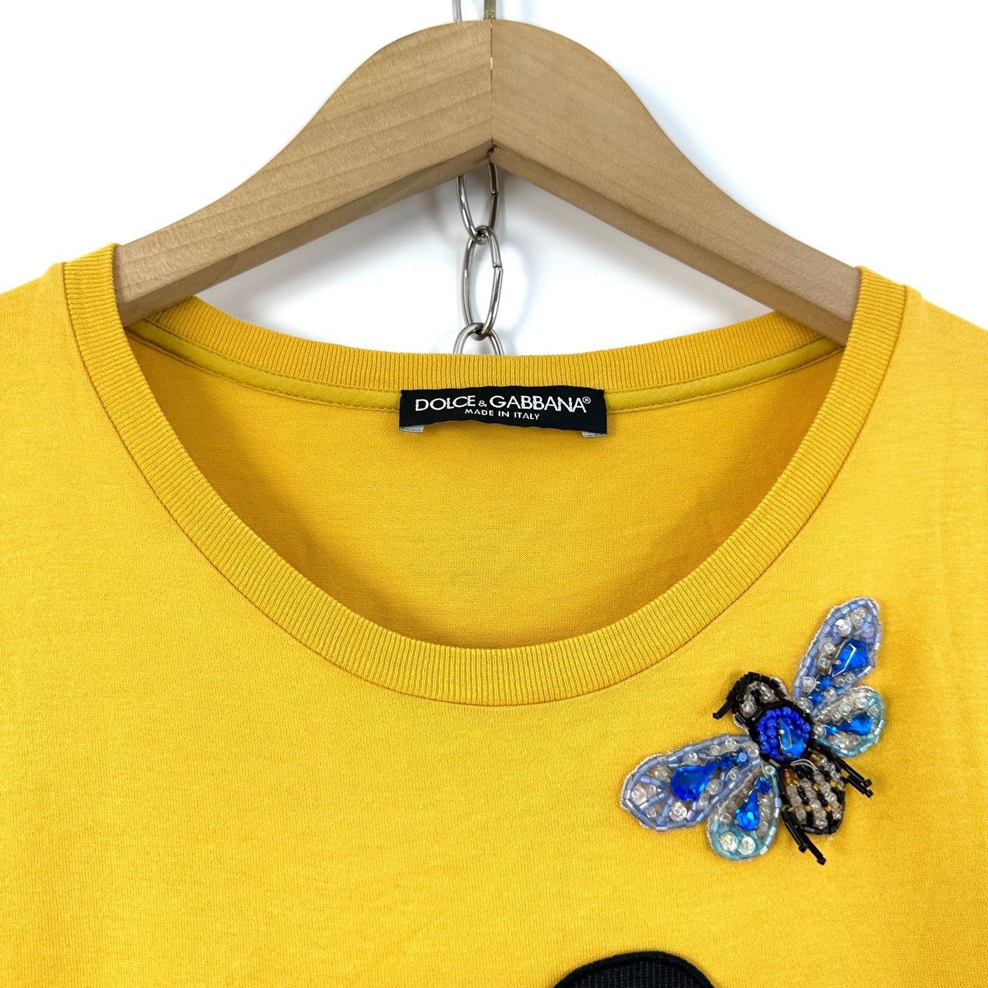 Dolce & Gabbana Dolce&Gabbana Yellow Embroidered Family T-Shirt Size US XXS / EU 40 - 3 Thumbnail
