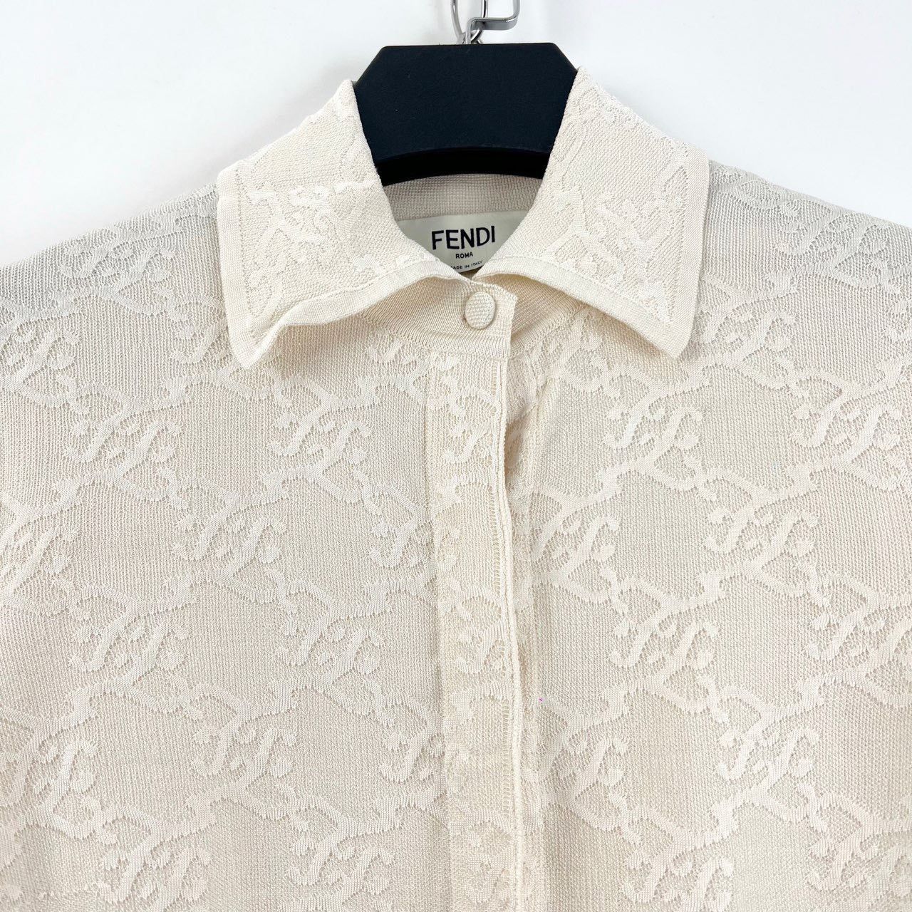 Fendi Fendi Beige Printed Knit Cardigan Size S / US 4 / IT 40 - 4 Thumbnail
