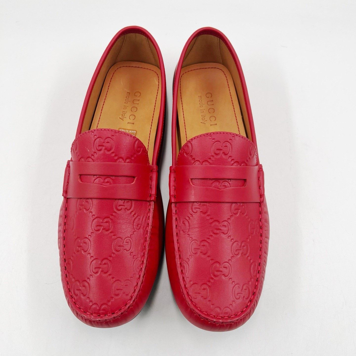 Gucci Gucci Red Double G Leather Flat Loafers Size US 9.5 / EU 42-43 - 2 Thumbnail