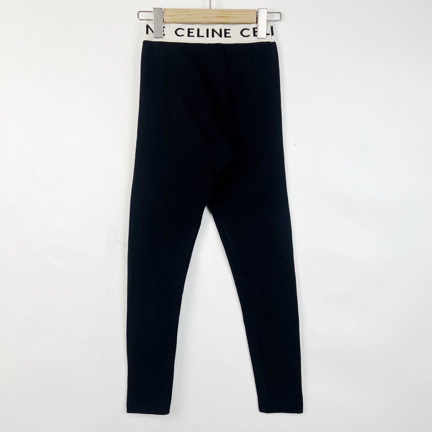Celine Celine Black Logo Print Straight-Leg Leggings Size 25" / US 0 / IT 36 - 2 Thumbnail