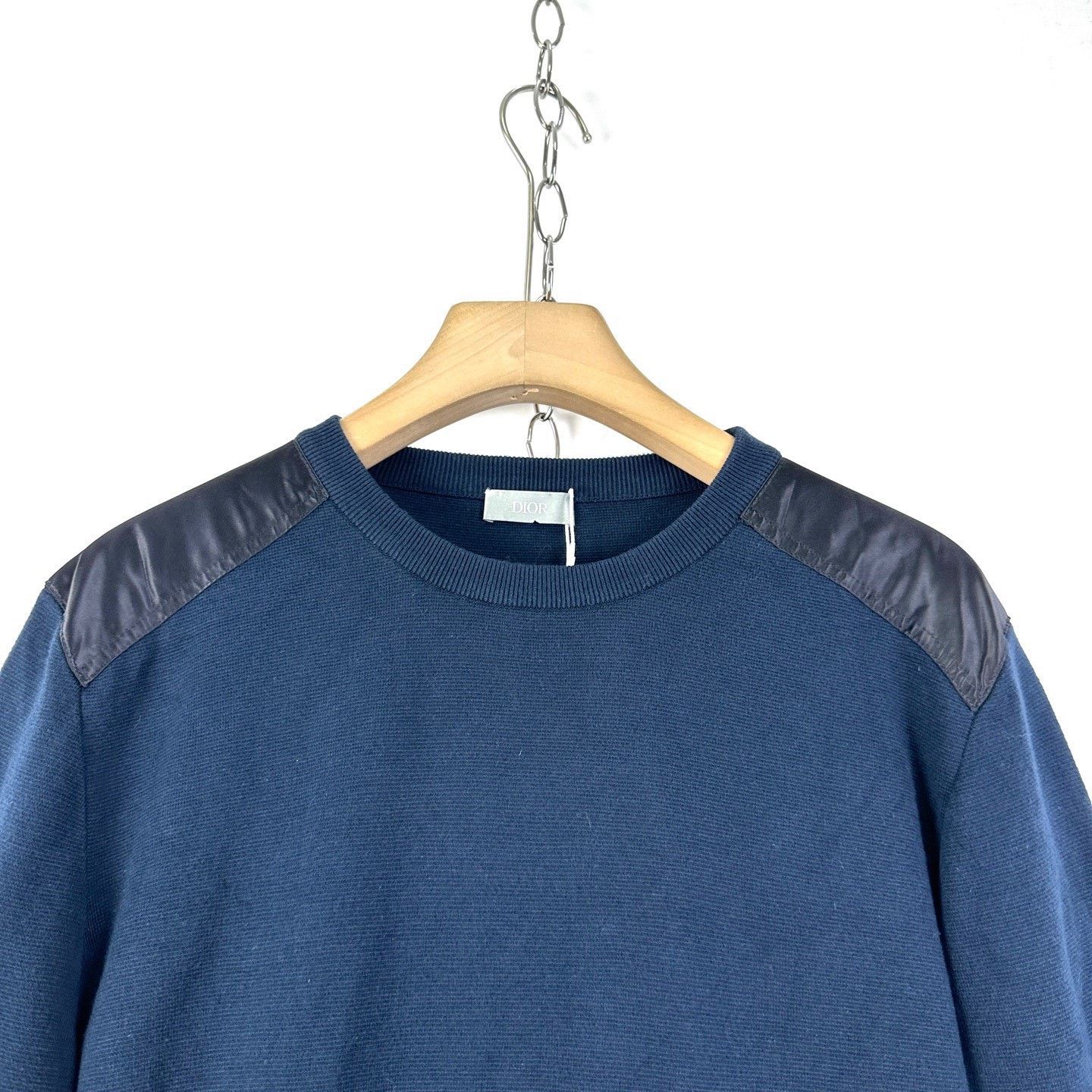 Dior Dior Navy Spliced Wool Knit Crewneck Sweater Size US M / EU 48-50 / 2 - 3 Thumbnail