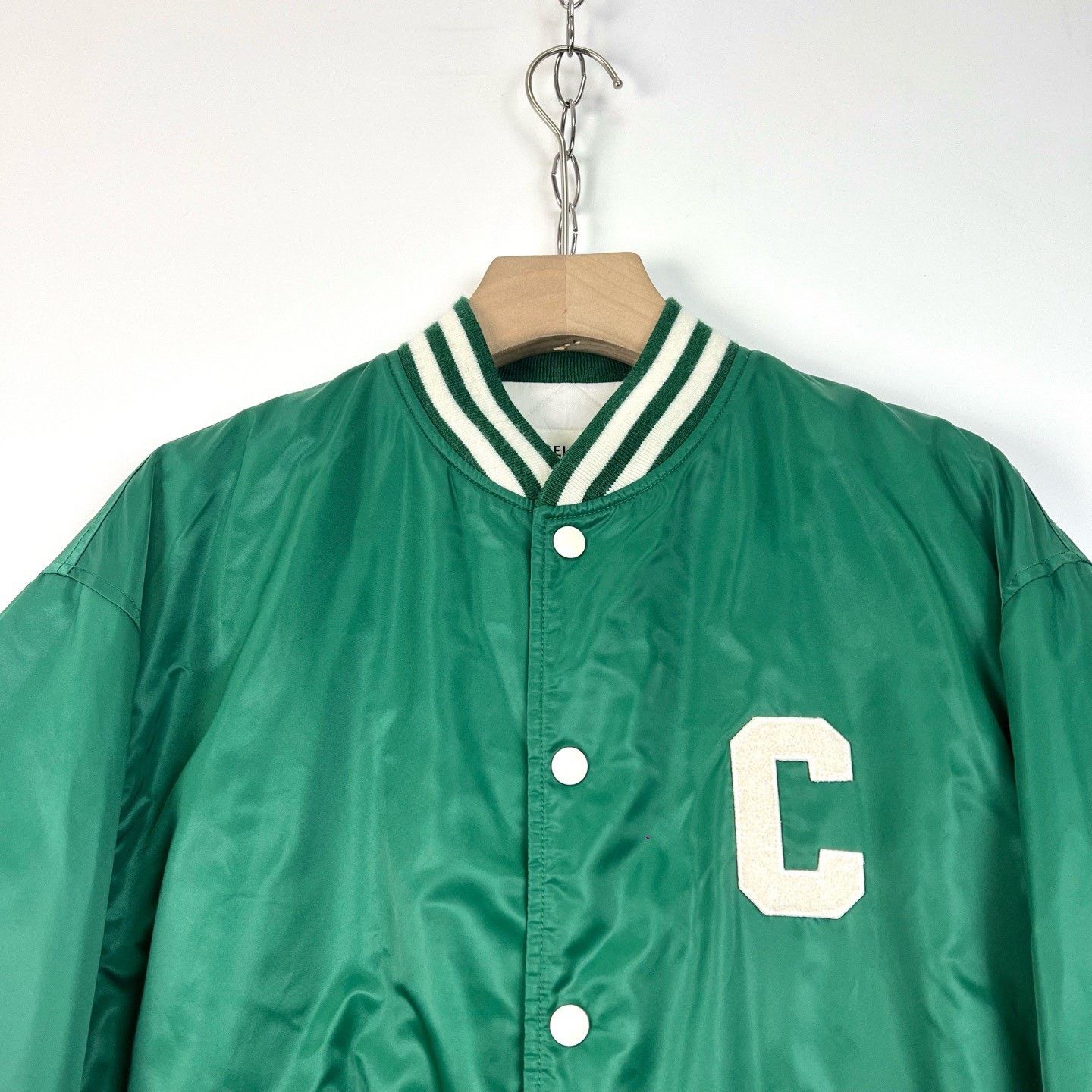 Celine Celine Green Letter Embroidery Quilted Baseball Jacket Size S / US 4 / IT 40 - 3 Thumbnail